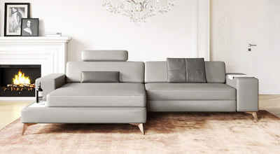 BULLHOFF Ecksofa Leder Ecksofa Eckcouch L-Form Designsofa LED Wohnlandschaft Leder Sofa Couch XXL Grau Cognac »MÜNCHEN IV« von BULLHOFF, Made in Europe