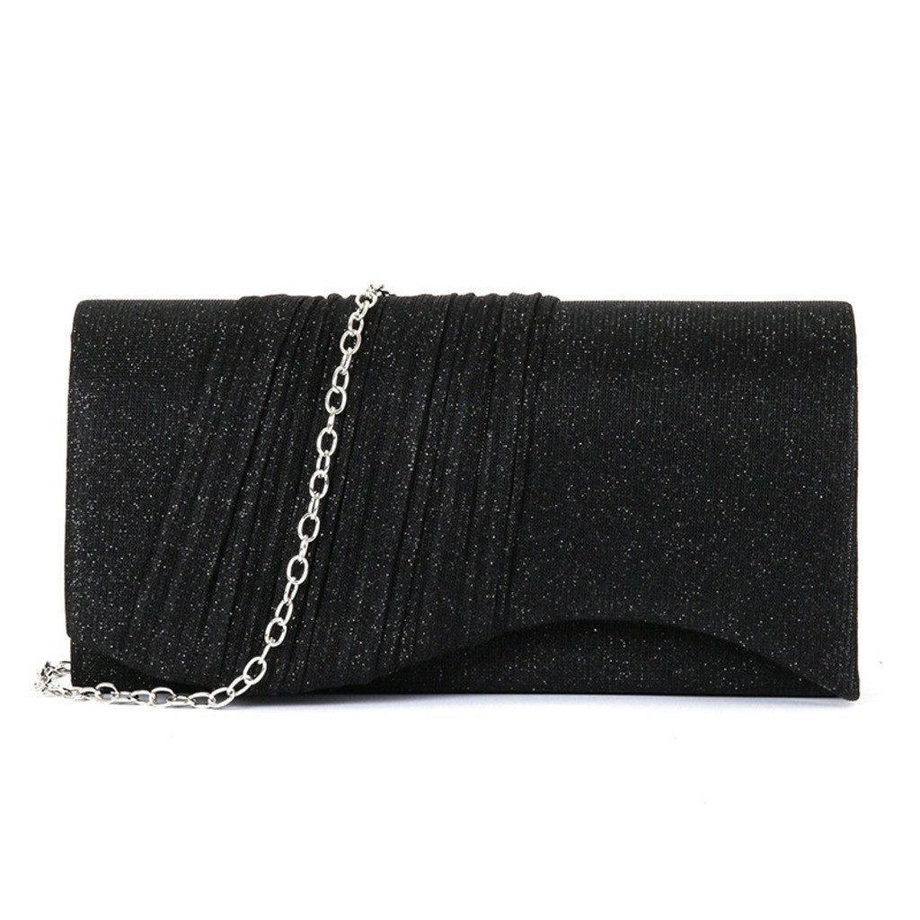 nsihing Clutch Damen Clutch, Glitzer Abendtasche mit Abnehmbarer Schulterkette, Elegante Umhängetasche mit Plissee Design für Party, Hochzeit & Abend