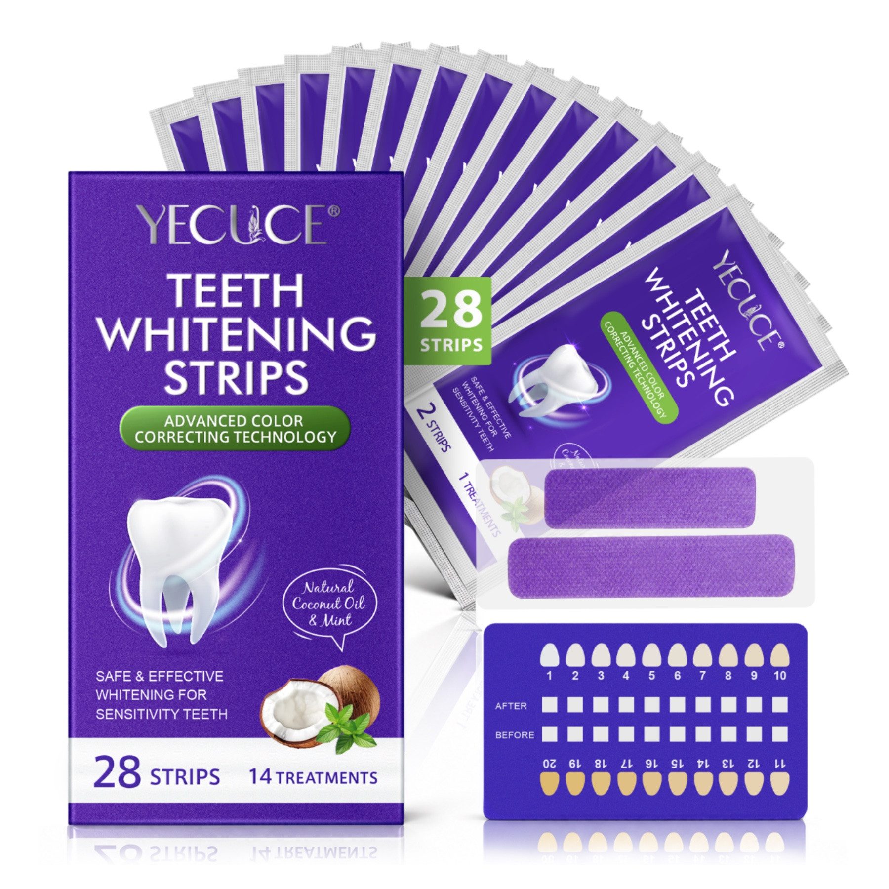 P-Beauty Cosmetic Accessories White Stripes Zahnaufhellung Whitening Strips Zahnbleaching Bleaching Kokosöl Minze, Zahnstreifen, Zahnaufhellung