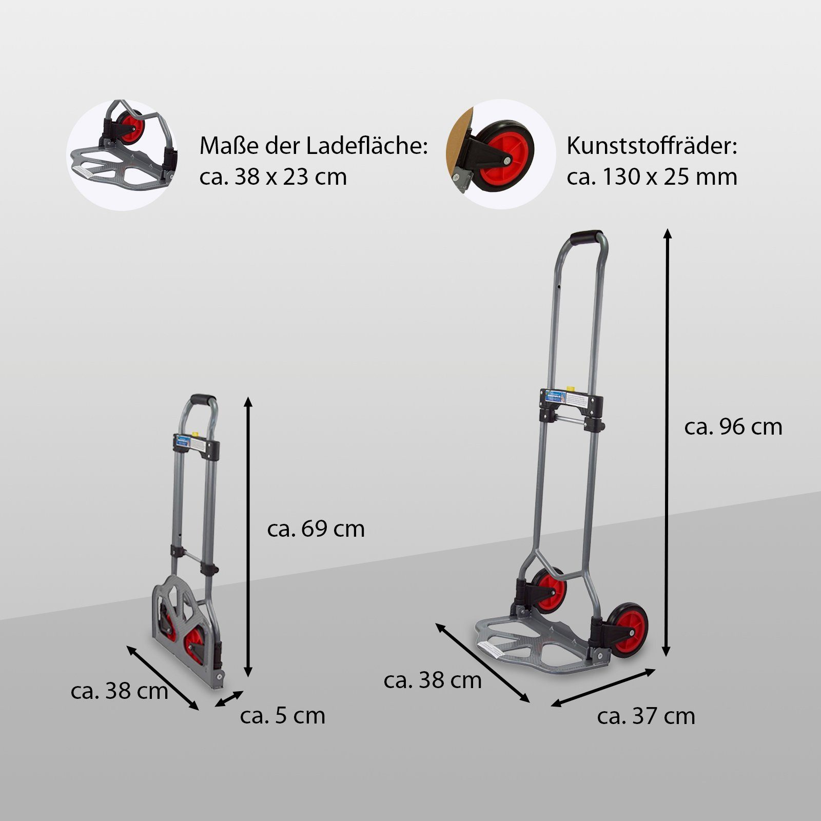 TRUTZHOLM Folding Hand Truck, Height Adjustable, Moving Aid, Hand Truck, Folding Cart