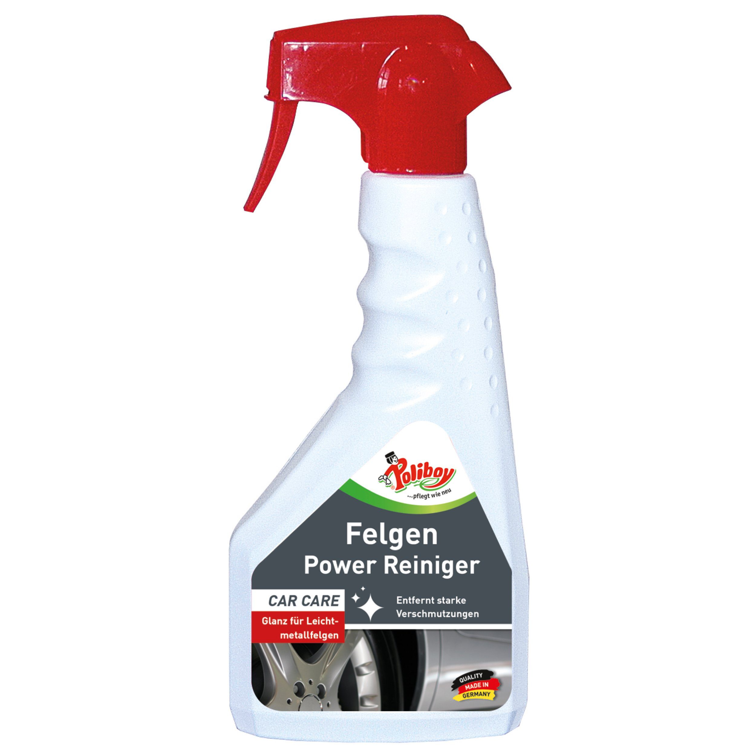 poliboy Car Care Power Reiniger - 500 ml - Felgenreiniger (Entfernt hartnäckige Verschmutzungen von Felgen - Made in Germany)