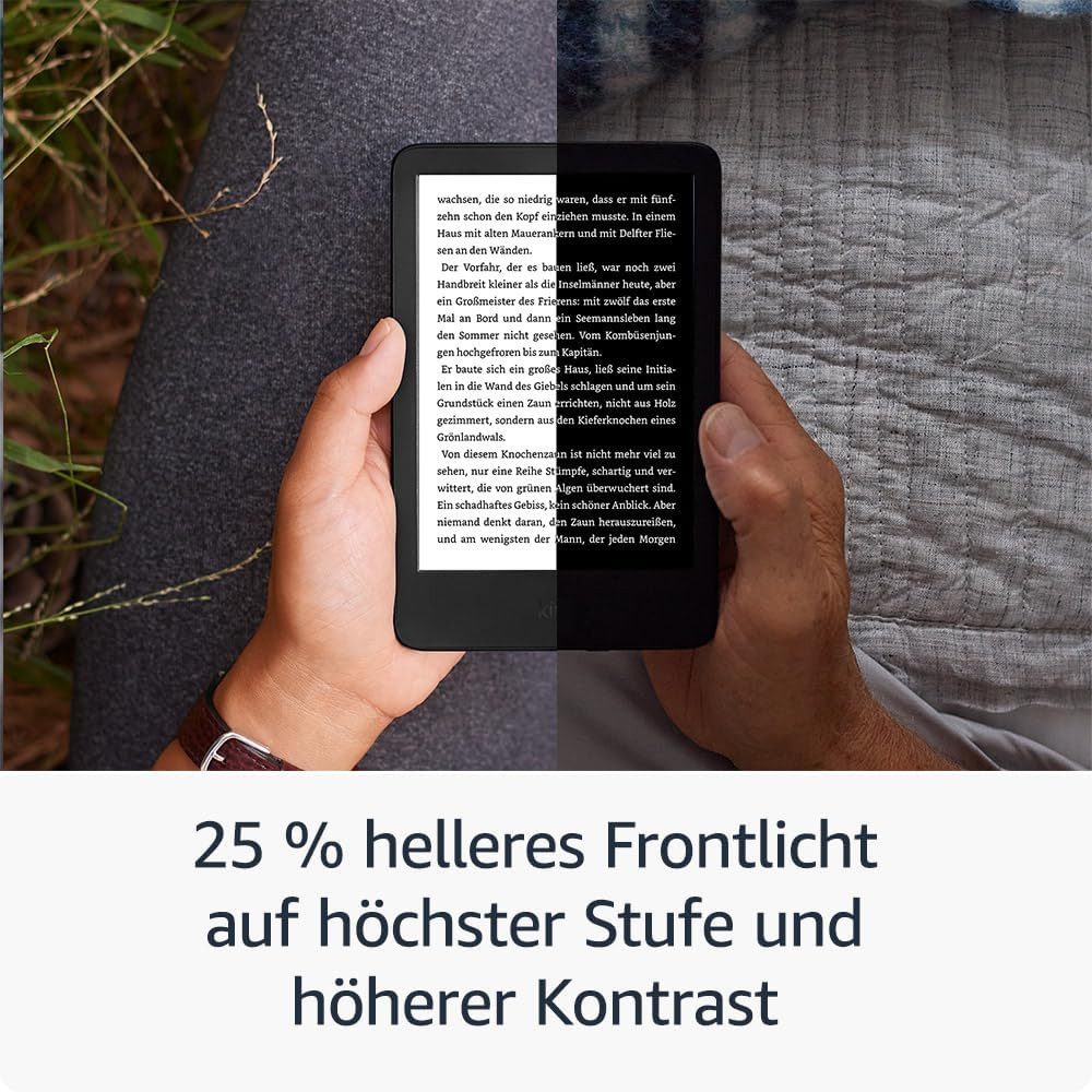Kindle (Neuste Generation) Das leichteste & kompakteste E-Book (6", 16 GB, blendfreier Bildschirm, schnelleres Umblättern, lange Akkulaufzeit)