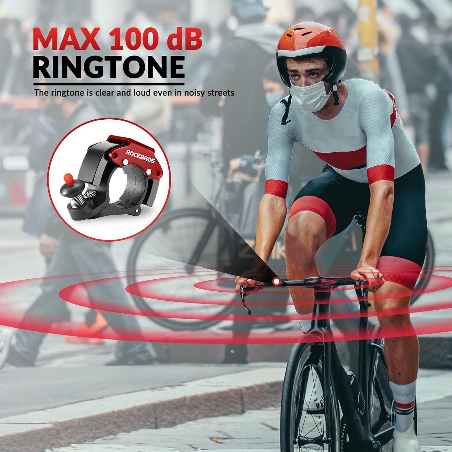 ROCKBROS Fahrradklingel Mini Fahrradklingel 100dB Aluminium für Fahrräder 22,2mm Lenker