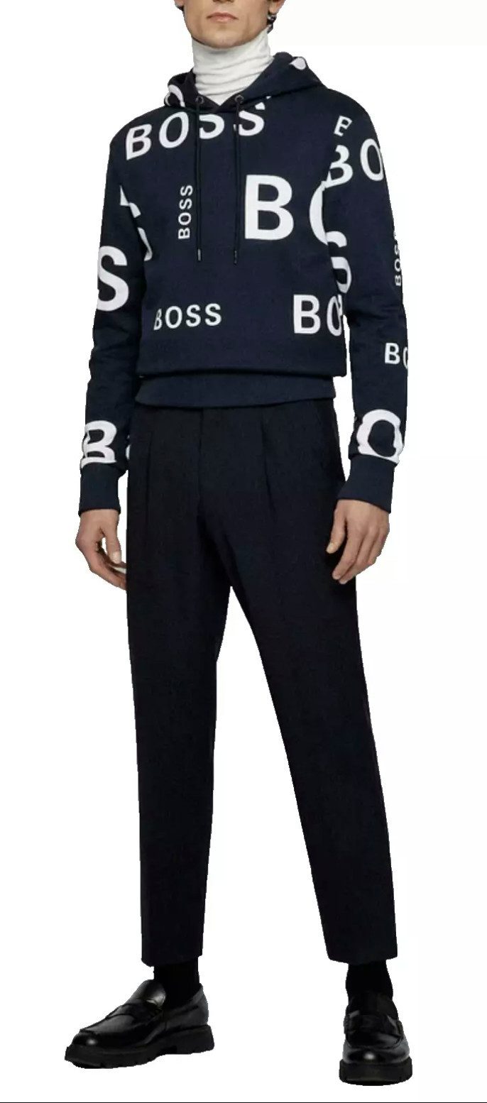 BOSS Kapuzensweatshirt Herren Seeger 33 Sweatshirt ZA mit Kordelzug Metallkordelenden und Logo-Ösen