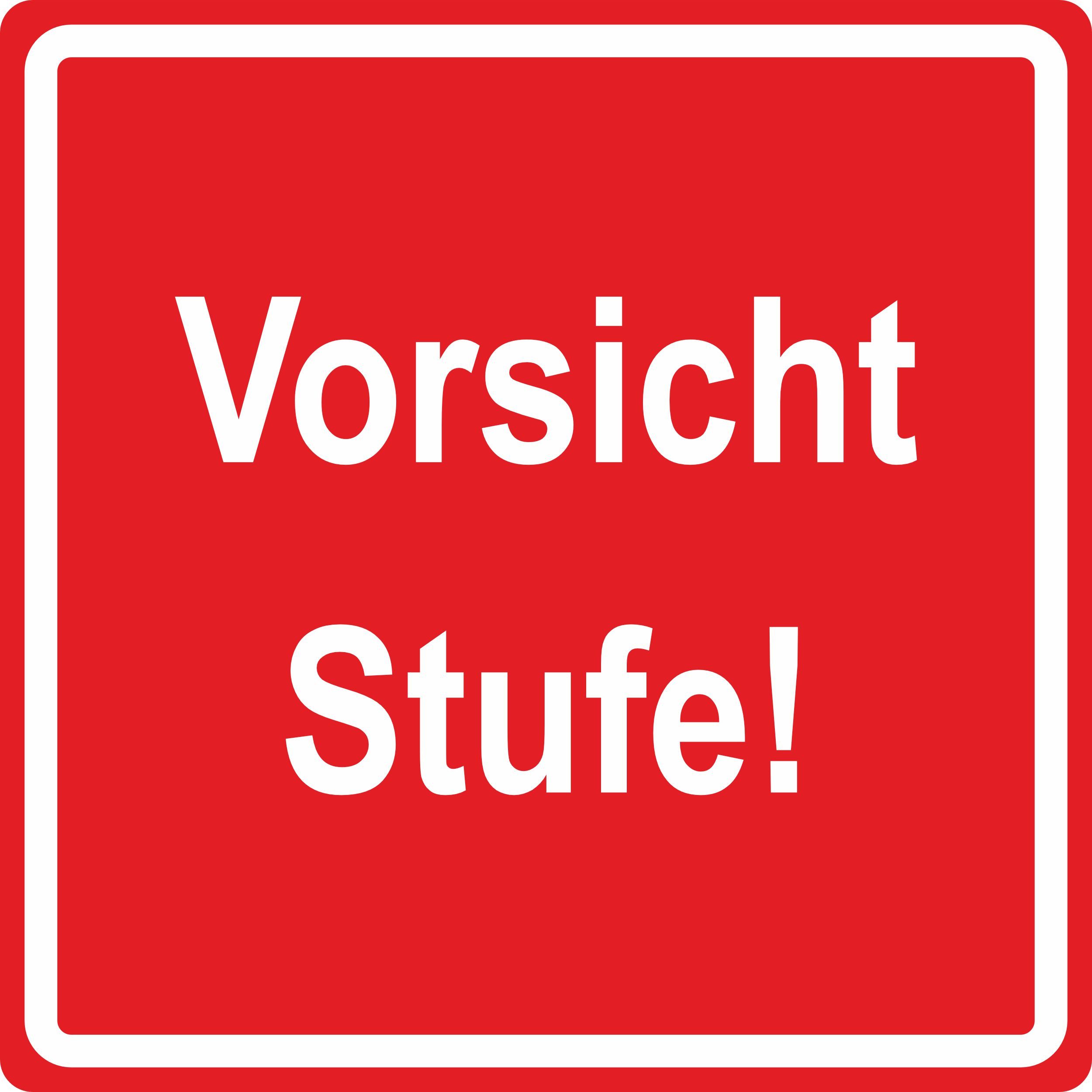 Hermann Schütz Hinweisschild Vorsicht Stufe! Selbstklebend Hinweis Tafel Rund 100x100 mm Hart-PVC, (1 St., 1 Klebe Schild)