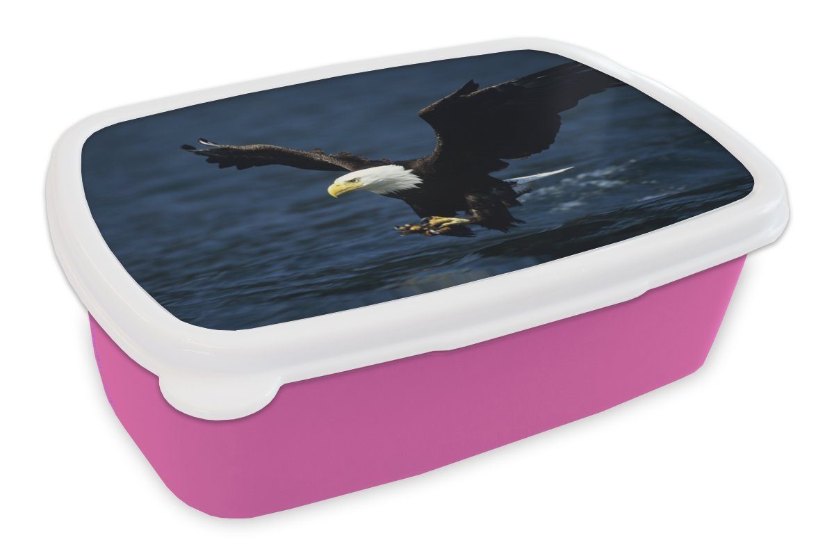 MuchoWow Lunchbox Adler - Nahaufnahme - Wasser, Kunststoff, (2-tlg), Brotbox für Erwachsene, Brotdose Kinder, Snackbox, Mädchen, Kunststoff rosa