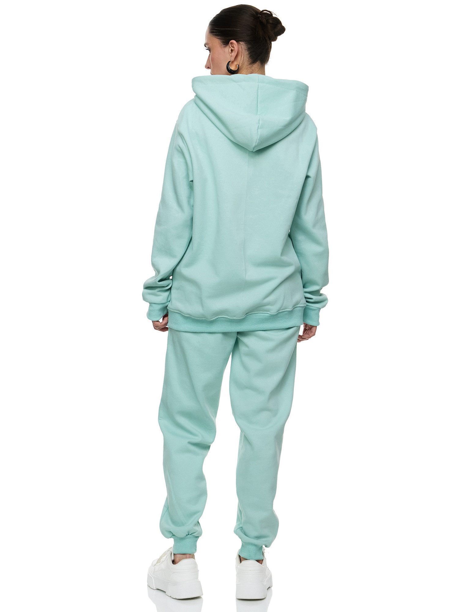 L.gonline Freizeitanzug Damen Jogginganzug, Freizeitanzug, Hausanzug 586 (Kapuzenjacke mit Reißverschluss, Hose, 2-tlg), Fitness Freizeit Casual