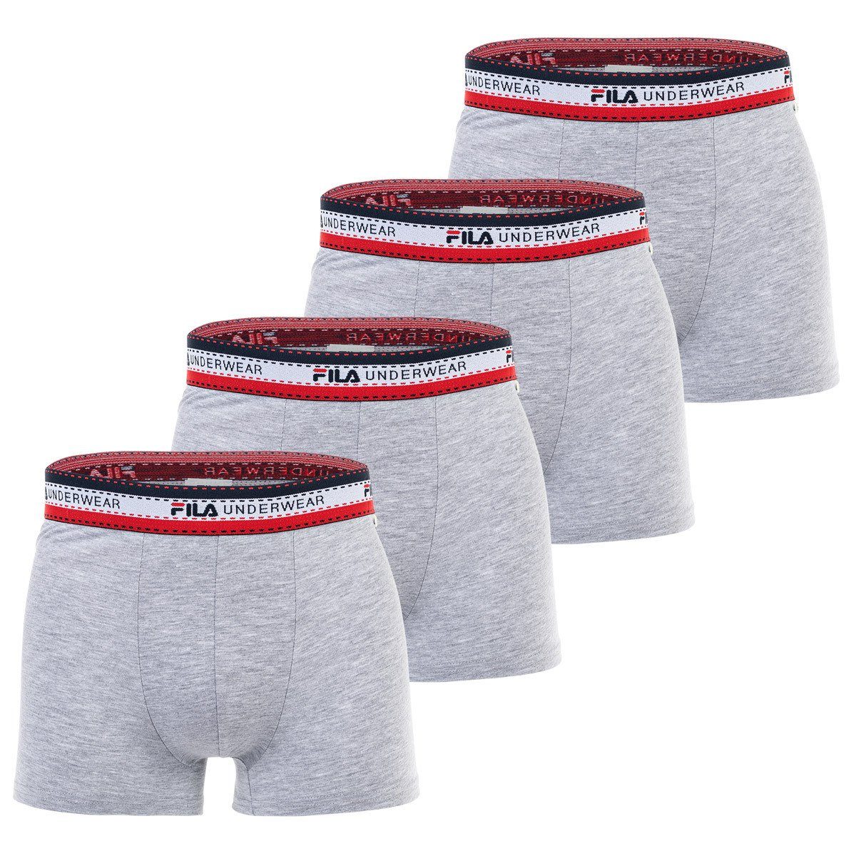 Fila Boxer Herren Boxer Shorts, 4er Pack - Logobund, Cotton Grau