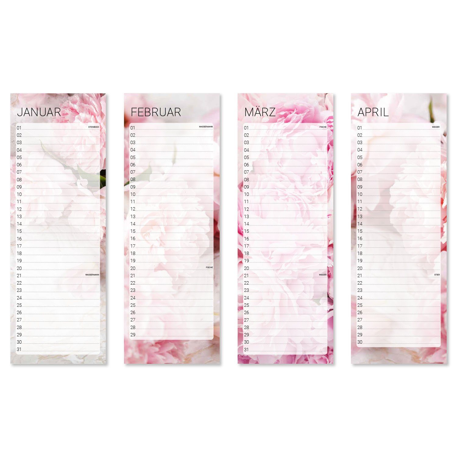 younikat Platzset Geburtstagskalender Motiv Pfingstrose I 105 x 297 mm I Im günstig online kaufen