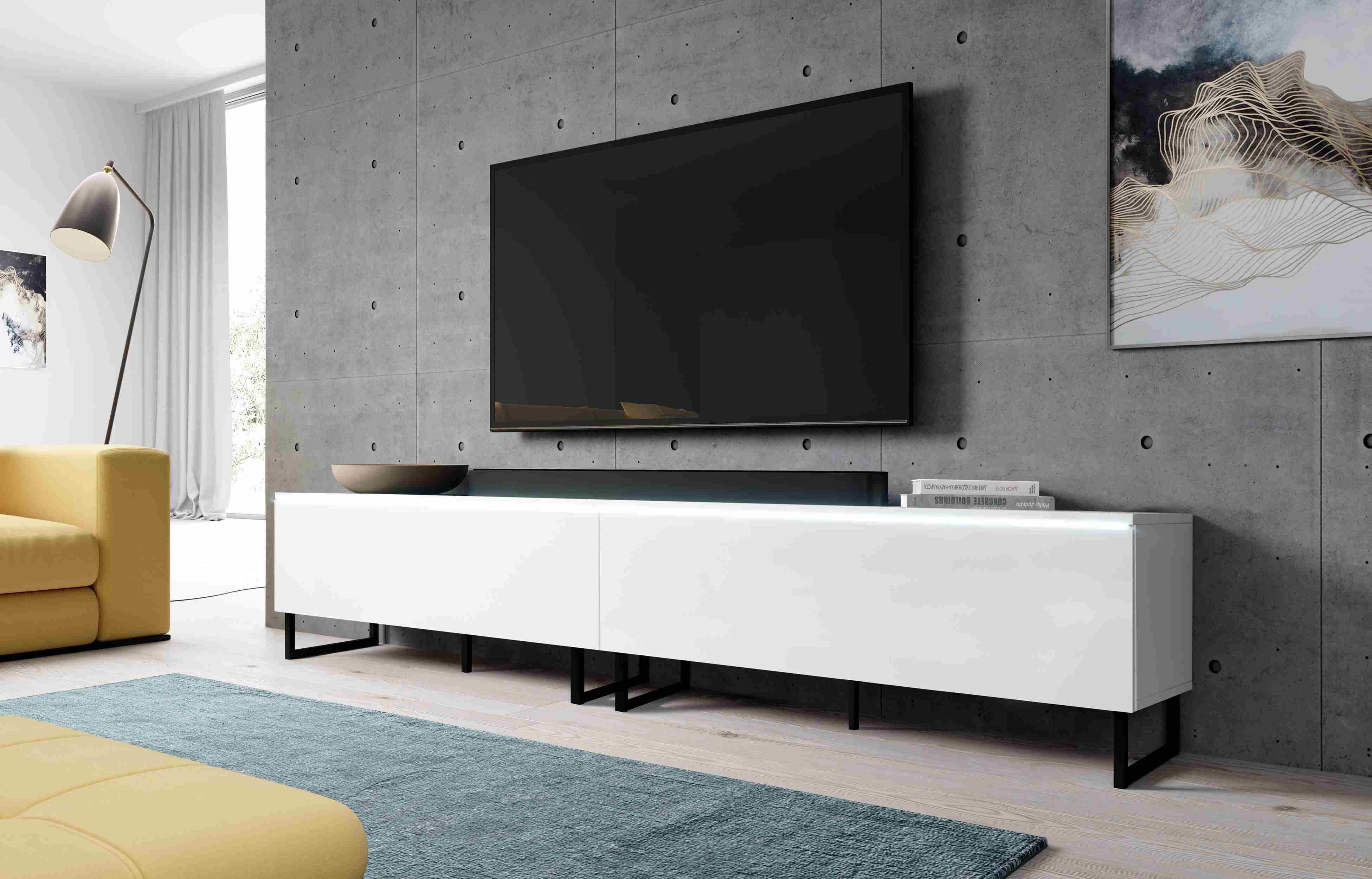 Furnix TV-Board BARGO-200 (2x100cm) Lowboard mit Metall-Stellfüßen ohne LED, moderne grifflose Oberfläche