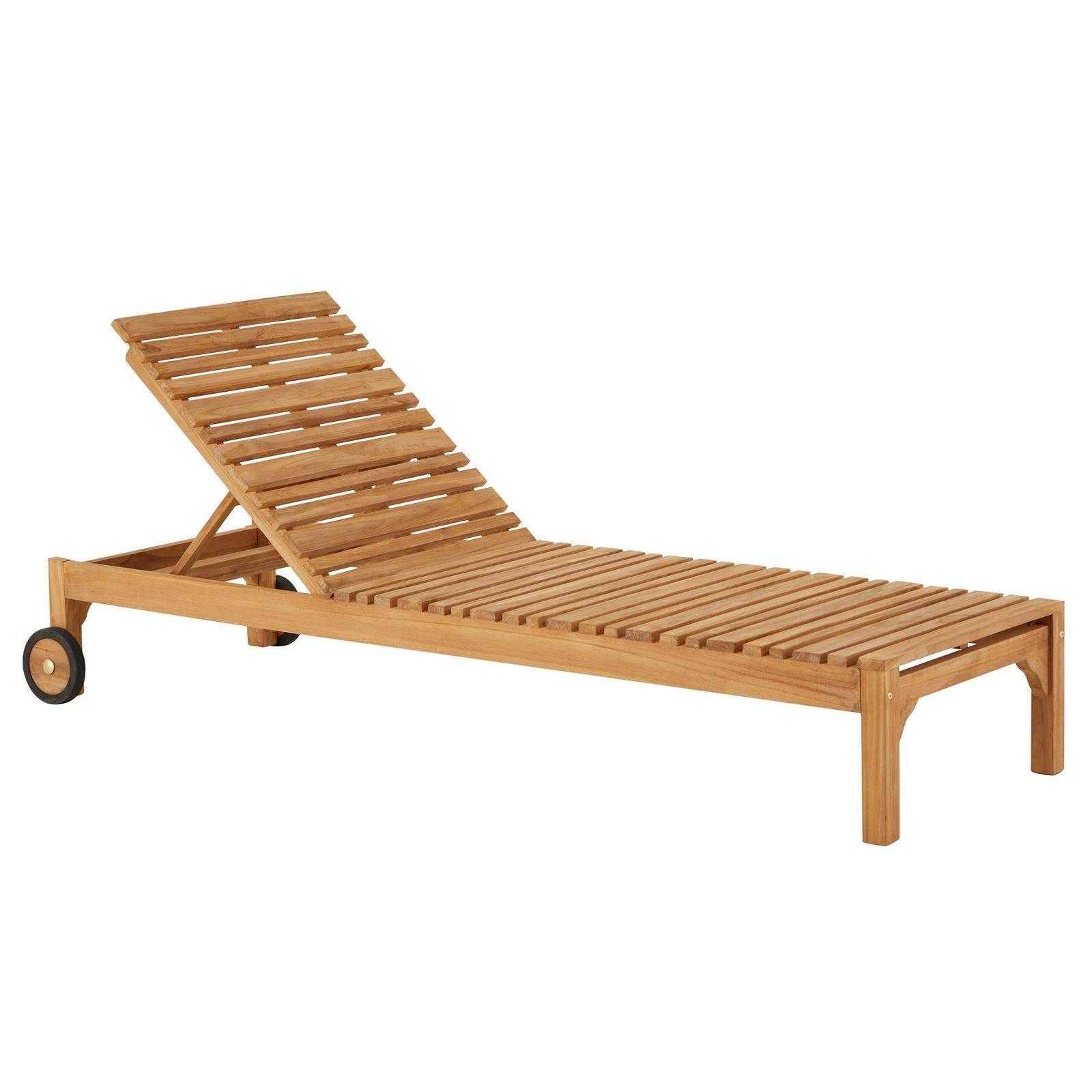CAROMöbel Gartenliege GRANADA, Sonnenliege aus Teak massiv mit Rollen