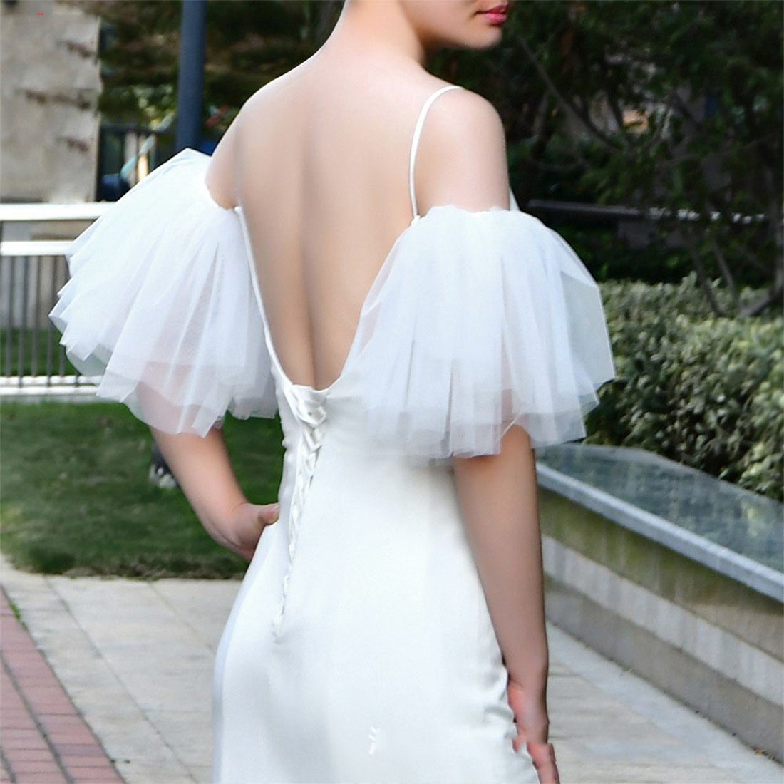 DÖRÖY Schleier Brautkleid mehrlagiges weißes Kleid Schal Accessoires mit mit Ärmeln
