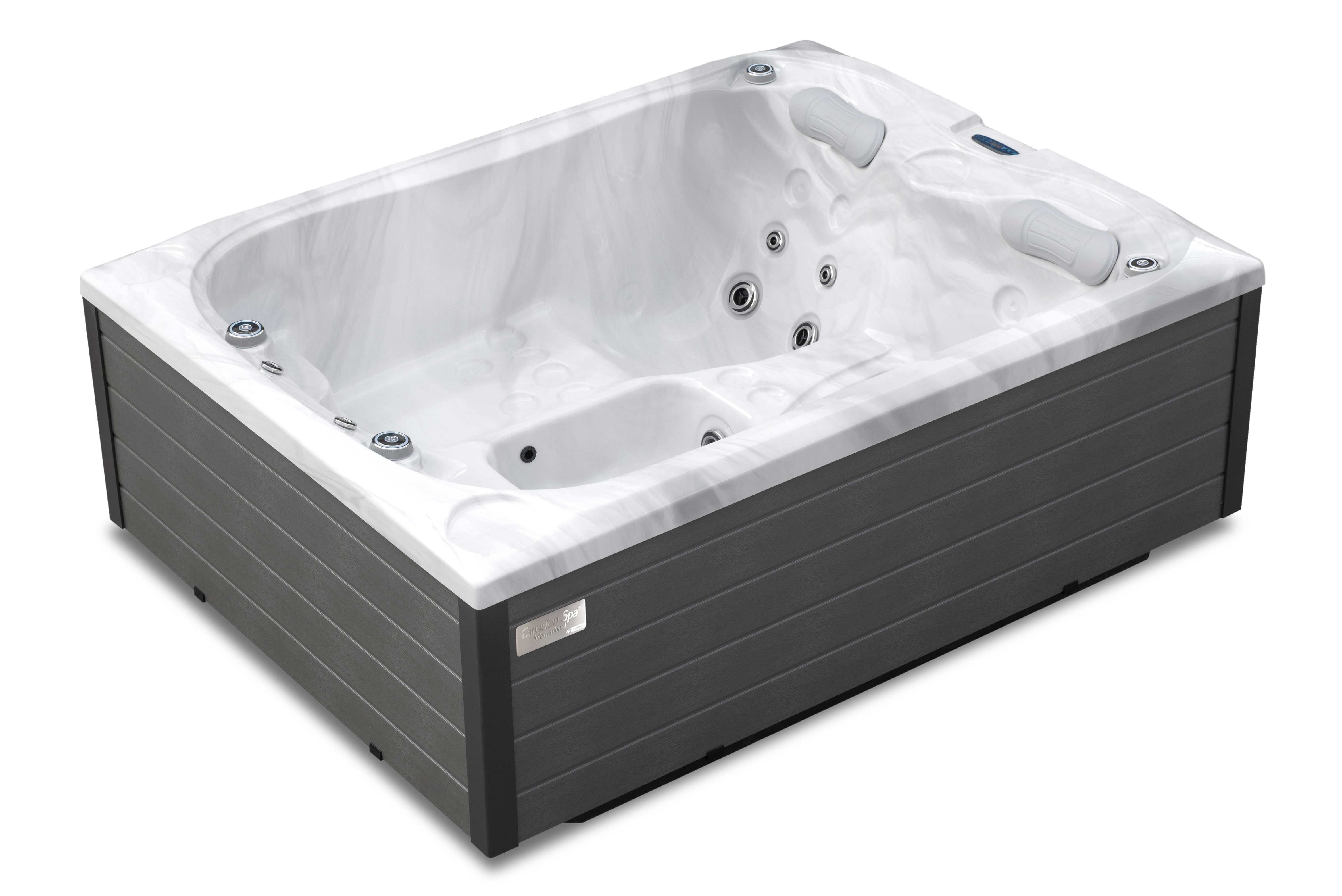 HAF Whirlpool Acryl Whirlpool Emerald oder Montreal in White Marble oder Tuscan Sun, (Hochwertiges Komplett Set, Maße: 216 x 165 x 78cm), Sowohl In & Outdoor nutzbar
