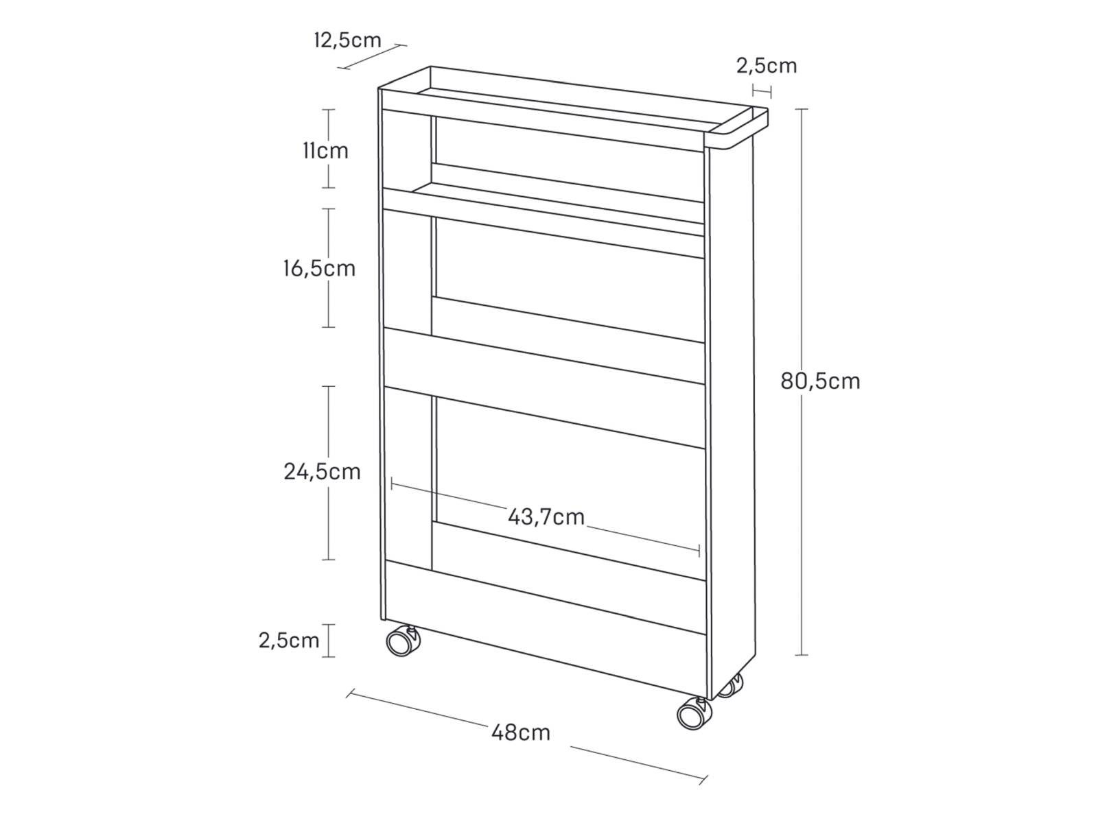 Yamazaki Küchenwagen "Tower" Rollwagen Rollregal Nischenwagen schmal 12x80x günstig online kaufen