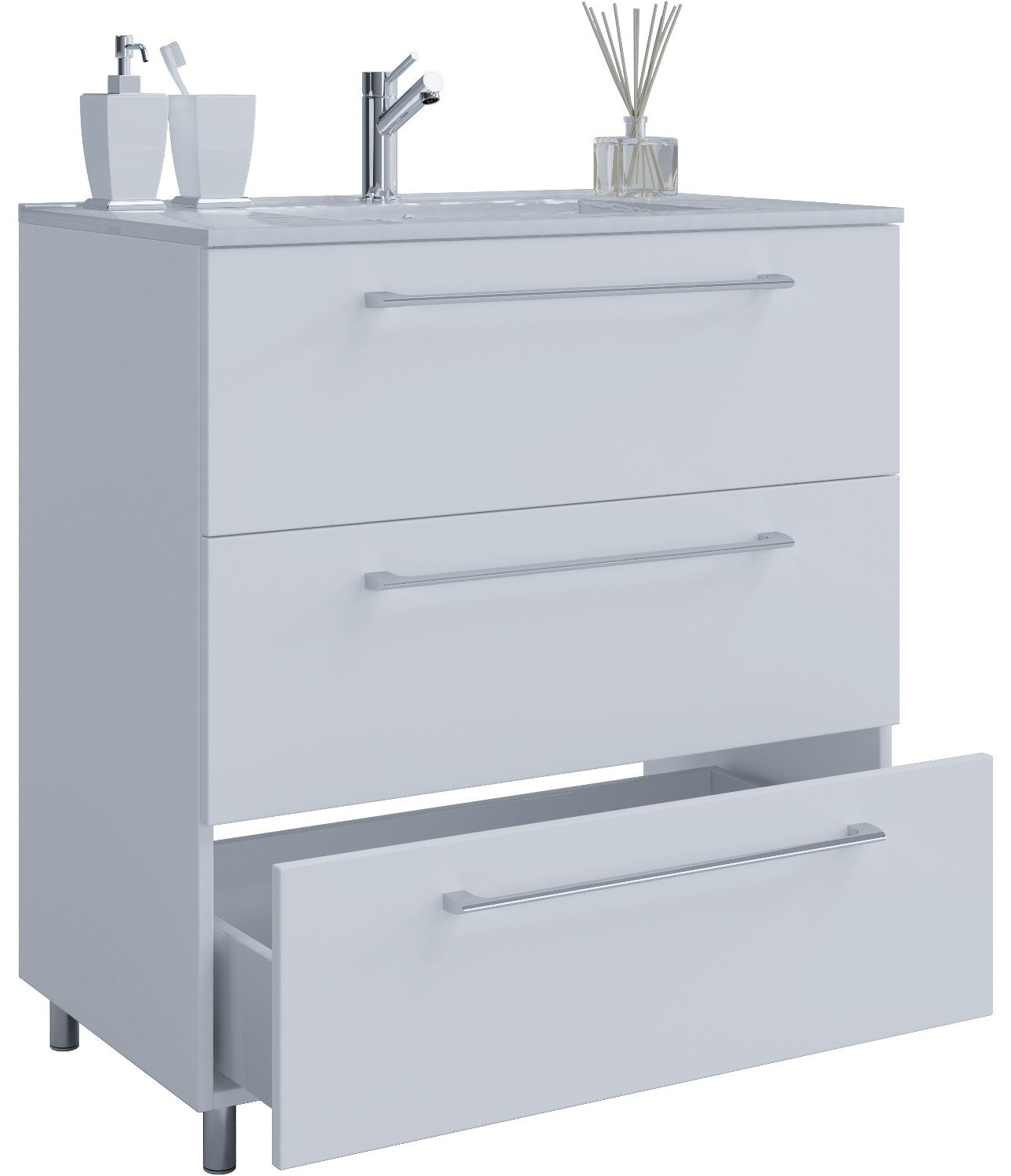 VCM Waschtisch 2 teilig Badmöbel-Set Waschplatz Badinos (Set, 2-St., 1x Unterschrank 1x Waschbecken)