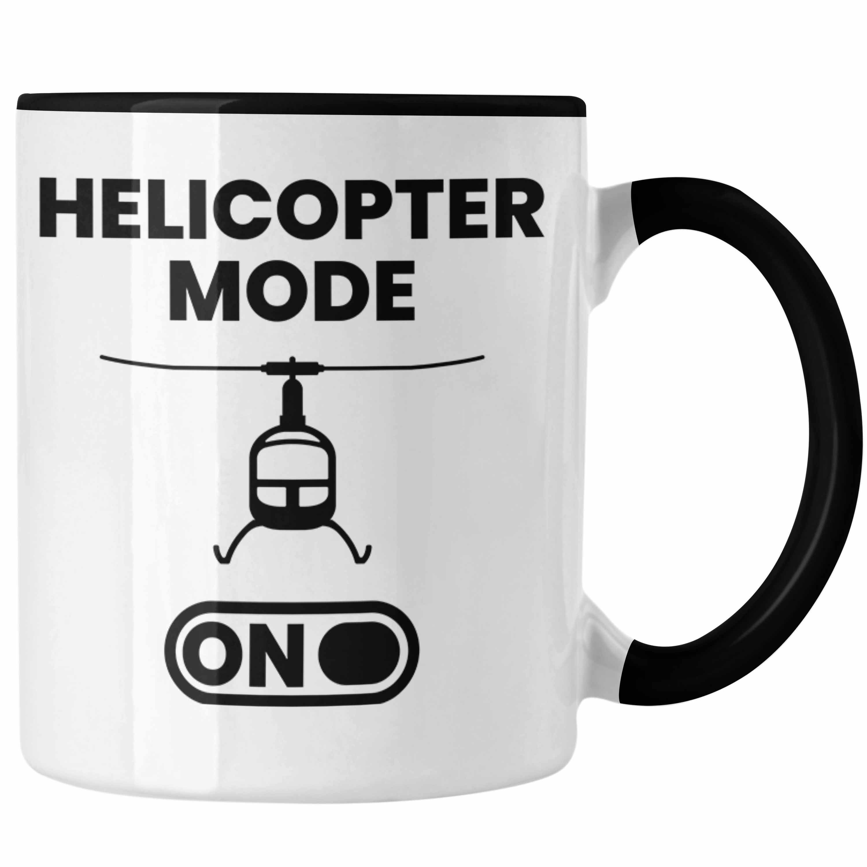 Trendation Tasse Trendation - Helikopter Pilot Geschenk Jungs Jungen Geschenkidee Helikopter Modell Geschenke Tasse Schwarz | Teetassen