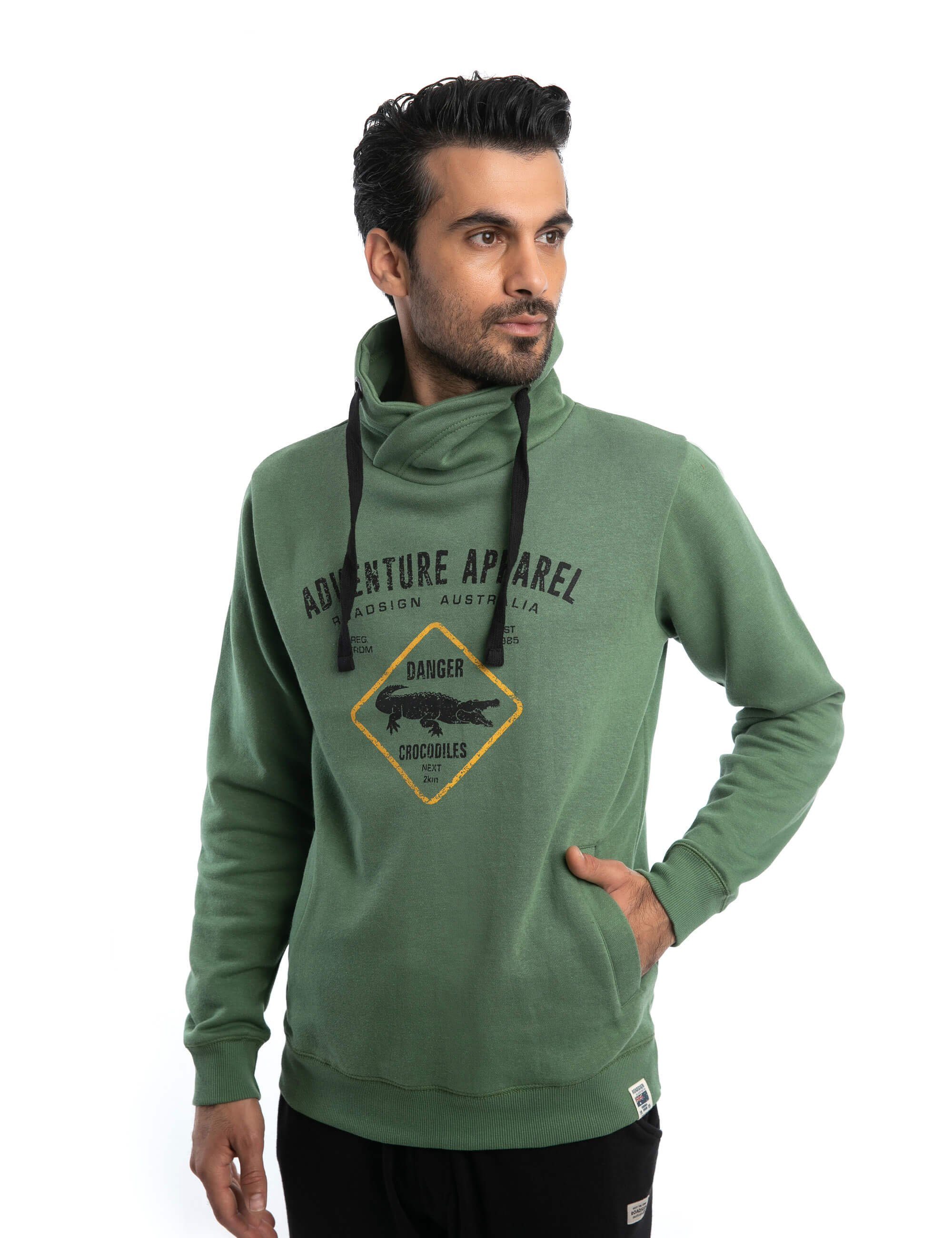 ROADSIGN australia Sweatshirt Crocodile (1-tlg) mit Schlauchkragen und Kordelzug, lässiger Sweat mit Eingriffstaschen und Aufdruck