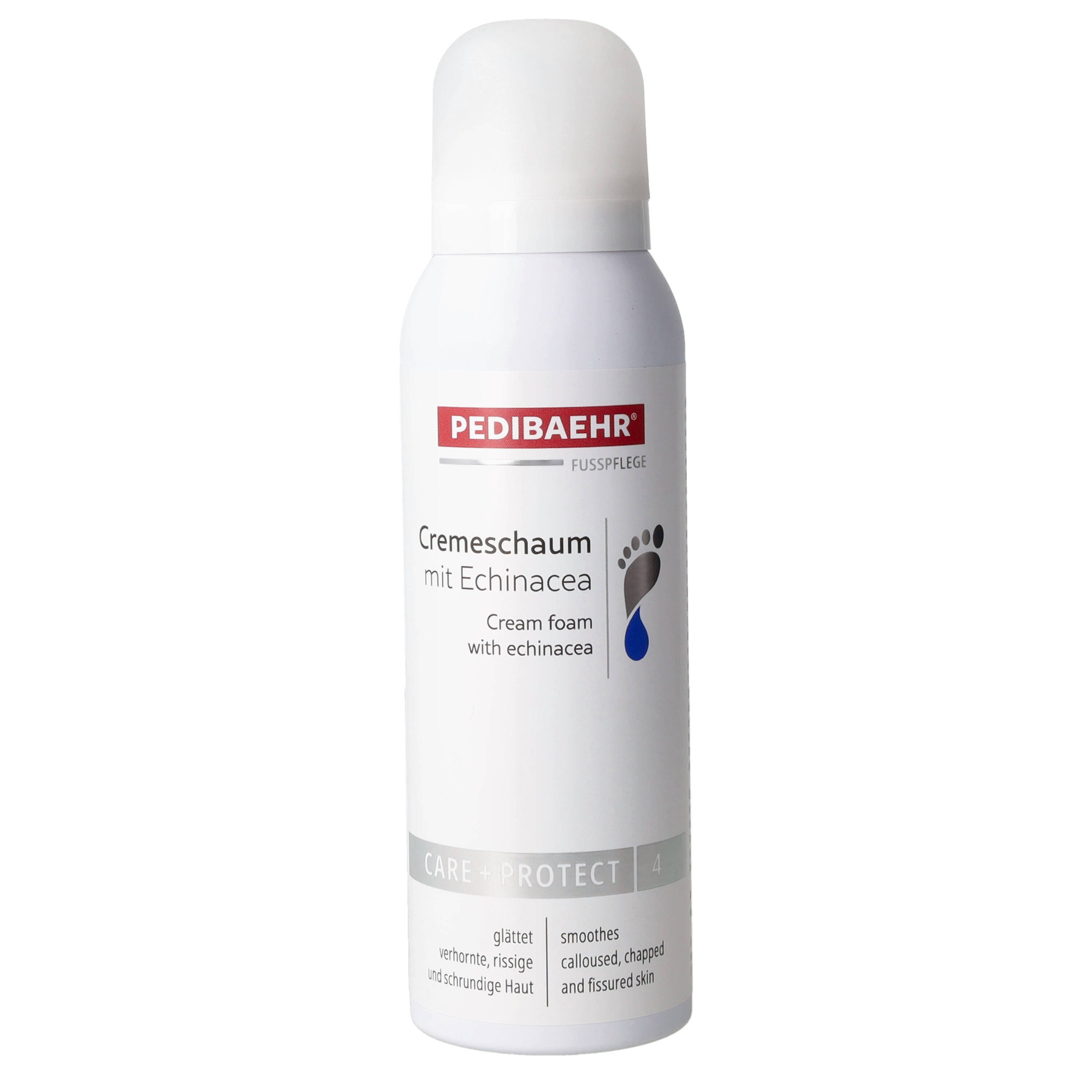 Pedibaehr Fußschaum Pedibaehr Cremeschaum Schrunden mit Echinacea 125ml gegen Hornhaut- und Schrundenbildung, 1-tlg., effektiv dank 15 % Urea in Kombination mit Salicylsäure