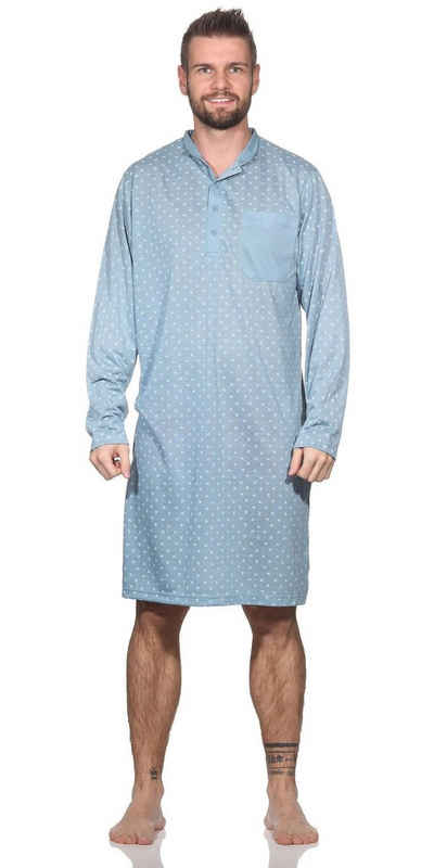 EloModa Nachthemd »Herren Nachthemd langarm Sleepshirt mit Kragen;« (1-tlg)