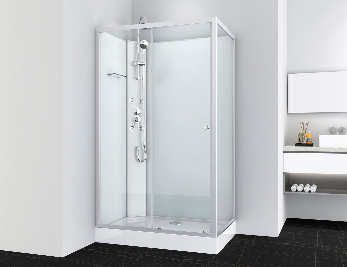 Thumbnail - Sanotechnik Komplettdusche VIVA, BxT: 120x80 cm, Einscheibensicherheitsglas, rechteckig Dusche, mit Massagedüsen