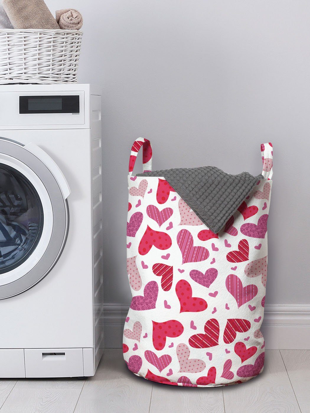 Abakuhaus Wäschesäckchen Wäschekorb mit Griffen Valentines Kordelzugverschluss Zuneigung Waschsalons, für