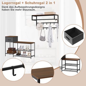 EUGAD Garderoben-Set, Garderobe Schuhregal Set, Metall Holzwerkstoff