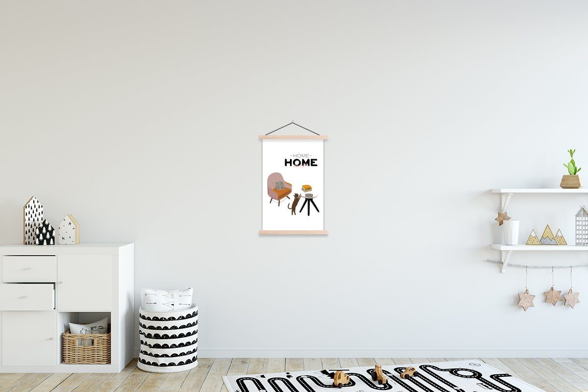 MuchoWow Poster Sprichwörter - Zitate - "Trautes Heim, Glück allein"., (1 St), Posterleiste, Textilposter für Wohnzimmer, Bilderleiste, Magnetisch