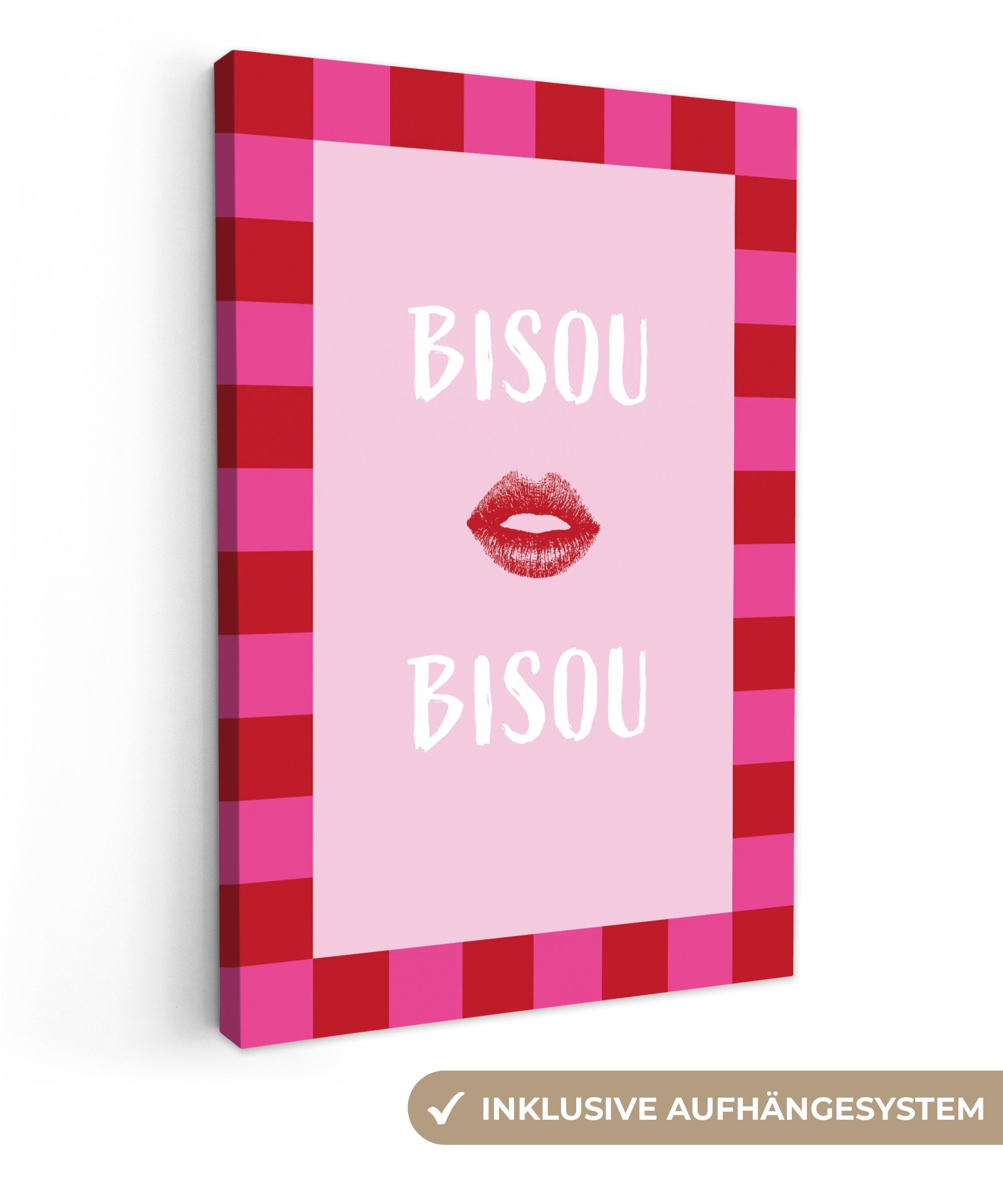 OneMillionCanvasses® Leinwandbild Kuss - Rosa - günstig online kaufen