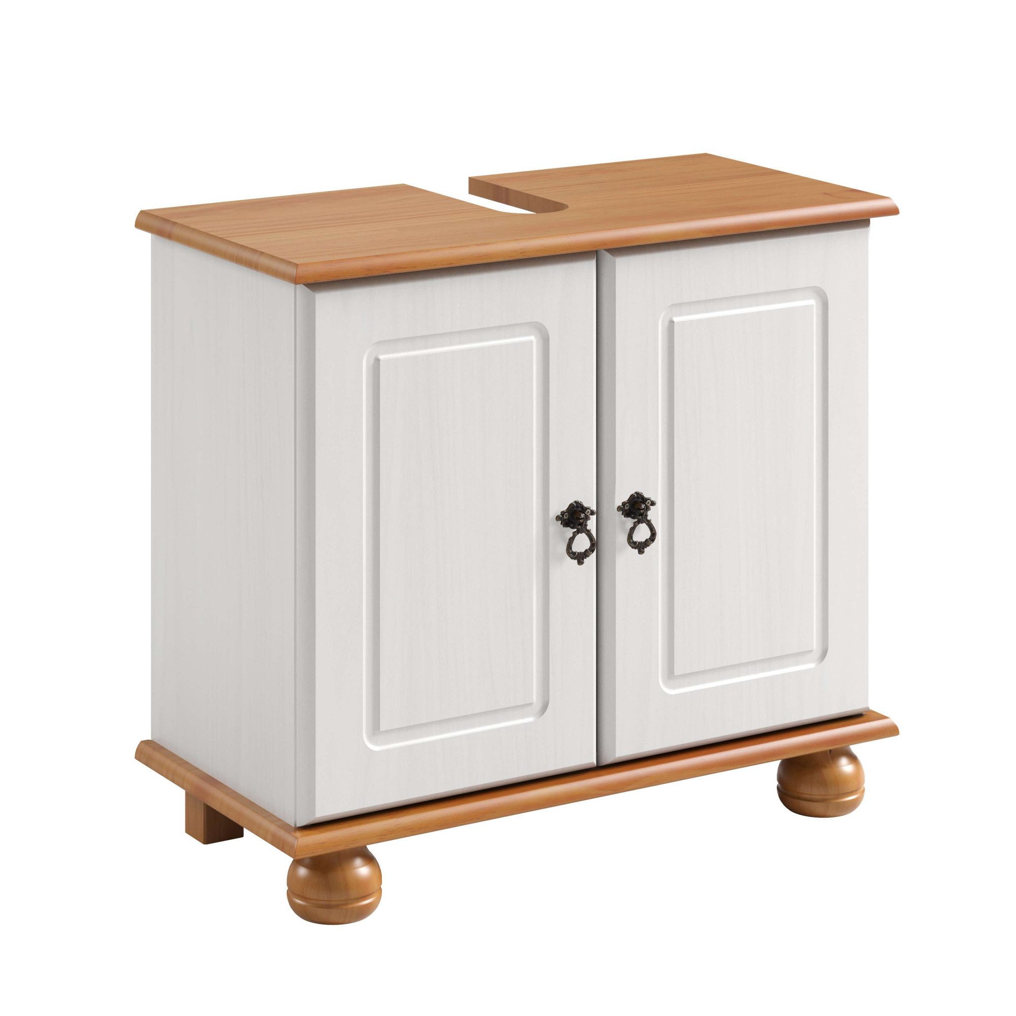 OTTO home Waschbeckenunterschrank Finca aus massivem Kiefernholz, Siphonausschnitt, Breite 62 cm, Höhe 55 cm