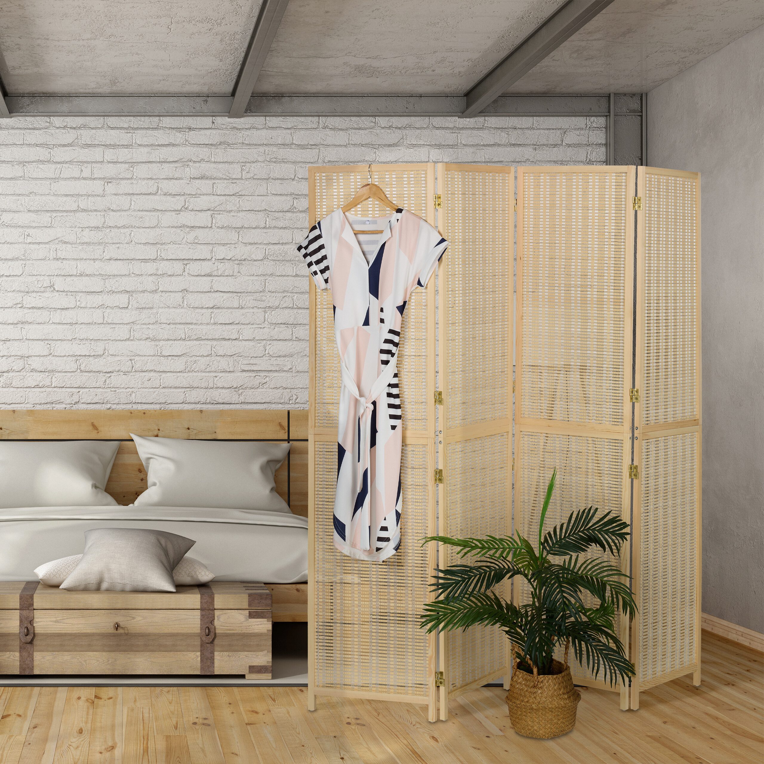 relaxdays Paravent Bambus Paravent 4-teilig (4 St) – Bild 2 von 5