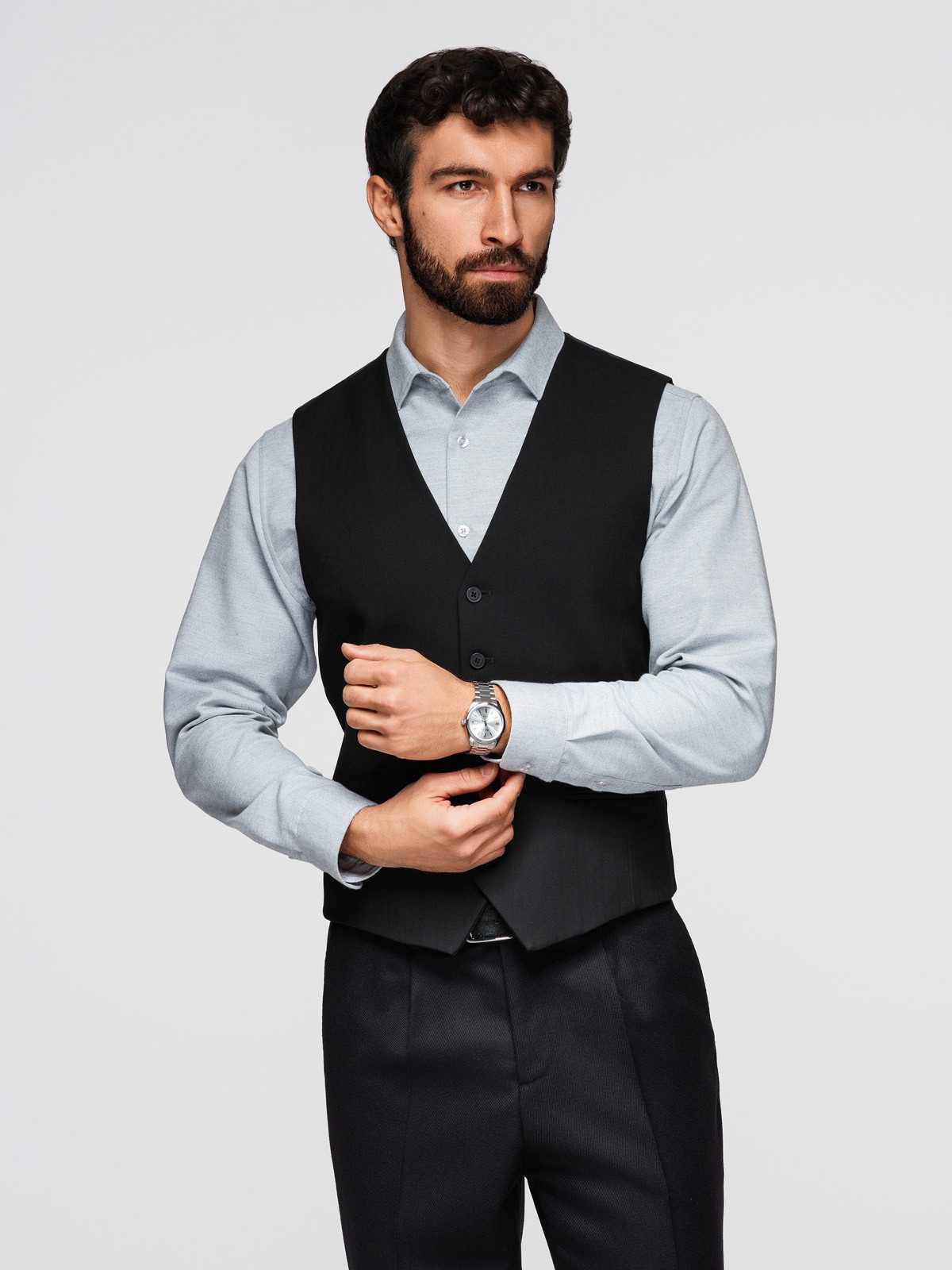 OMBRE Anzugweste Herren Anzugweste Slim Fit Elegant mit verstellbarem Rücken Schwarz XL (kein Set, 1-tlg) – Bild 4 von 5
