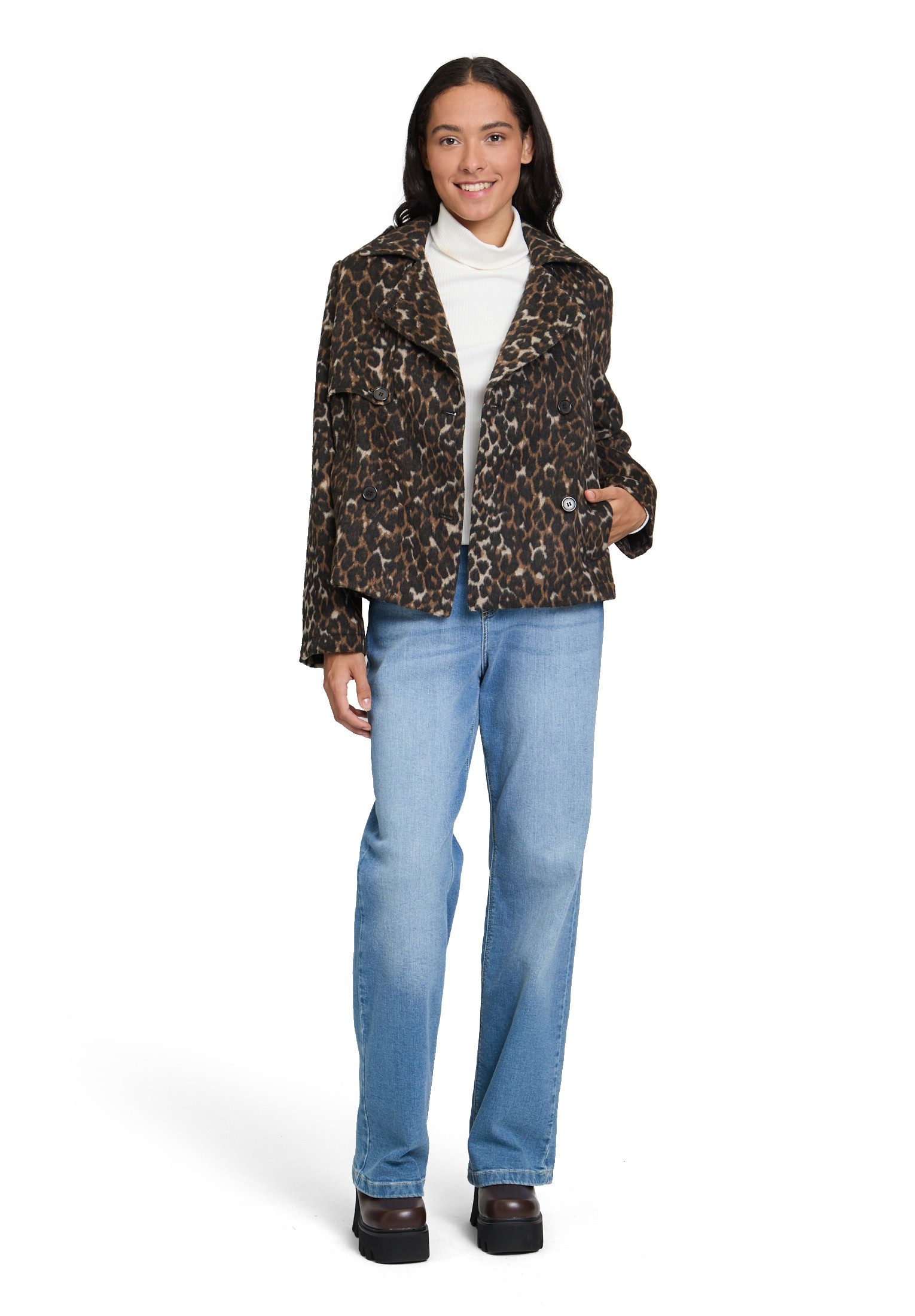 Cartoon Kurzblazer Damen mit Taschen