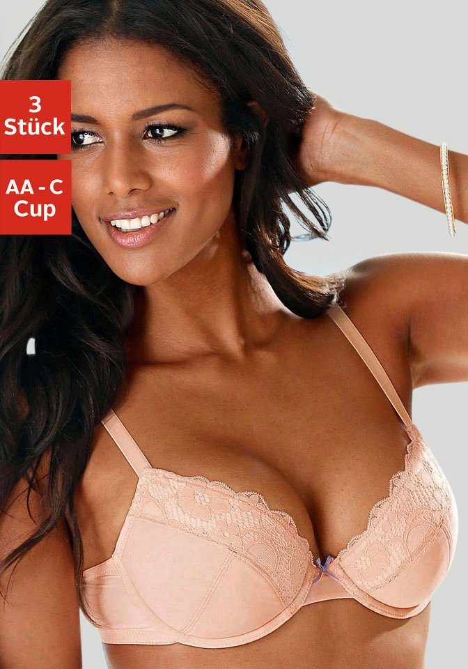 petite fleur Push-up-BH (Packung, 3 Stück) mit Bügel im attraktiven Multipack, Dessous