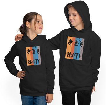 MyDesign24 Hoodie Kinder Kapuzensweater - Springender Skater mit Skate Print Kapuzenpulli mit Aufdruck, i543