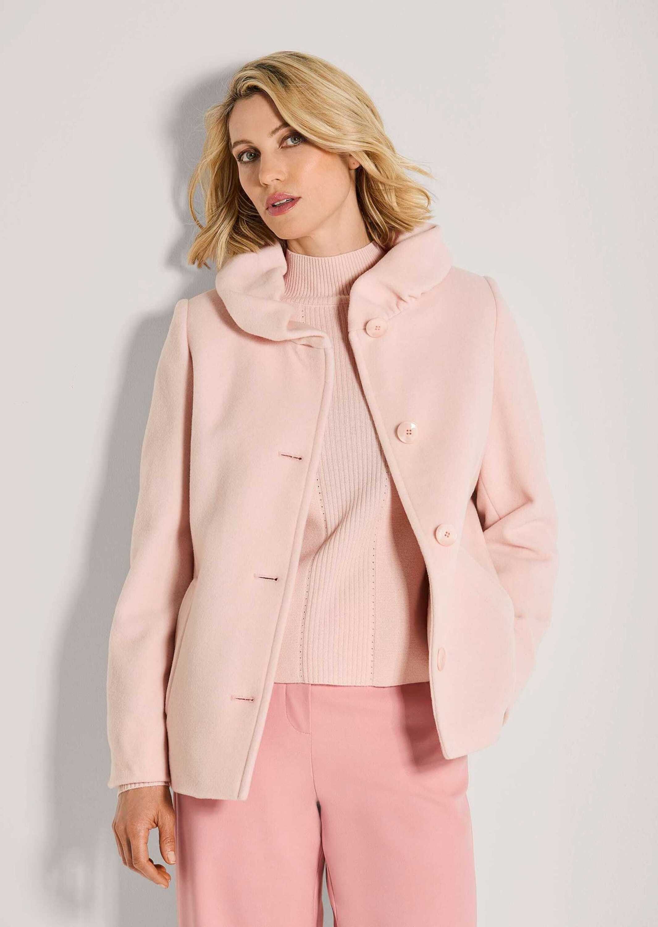 MADELEINE Outdoorjacke Eleganter Einreiher mit modischem Schalkragen Wolljacke mit Knopfleiste und langen Ärmeln