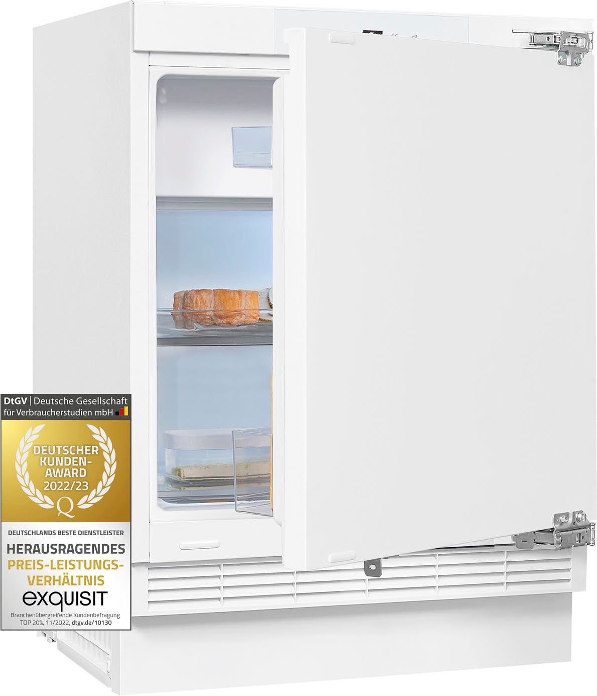 exquisit Einbaukühlschrank UKS130-4-FE-010D, 81,8 cm hoch, 59,5 cm breit, Ideal zum Unterbauen in die Küchenzeile für kleine Küchen, Büroküchen – Bild 4 von 5