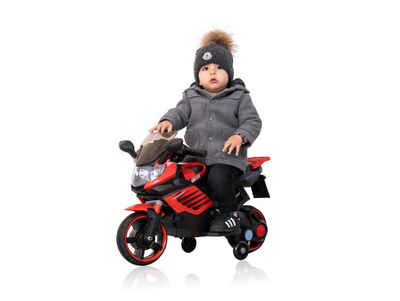 Toys Store Elektro-Kinderauto Kindermotorrad Polizeimotorrad Elektro Motorrad Soundeffekte Rot, Belastbarkeit 35 kg, AUX-/USB-Anschluss, MP3 Hupe und Motorsound am Lenkrad