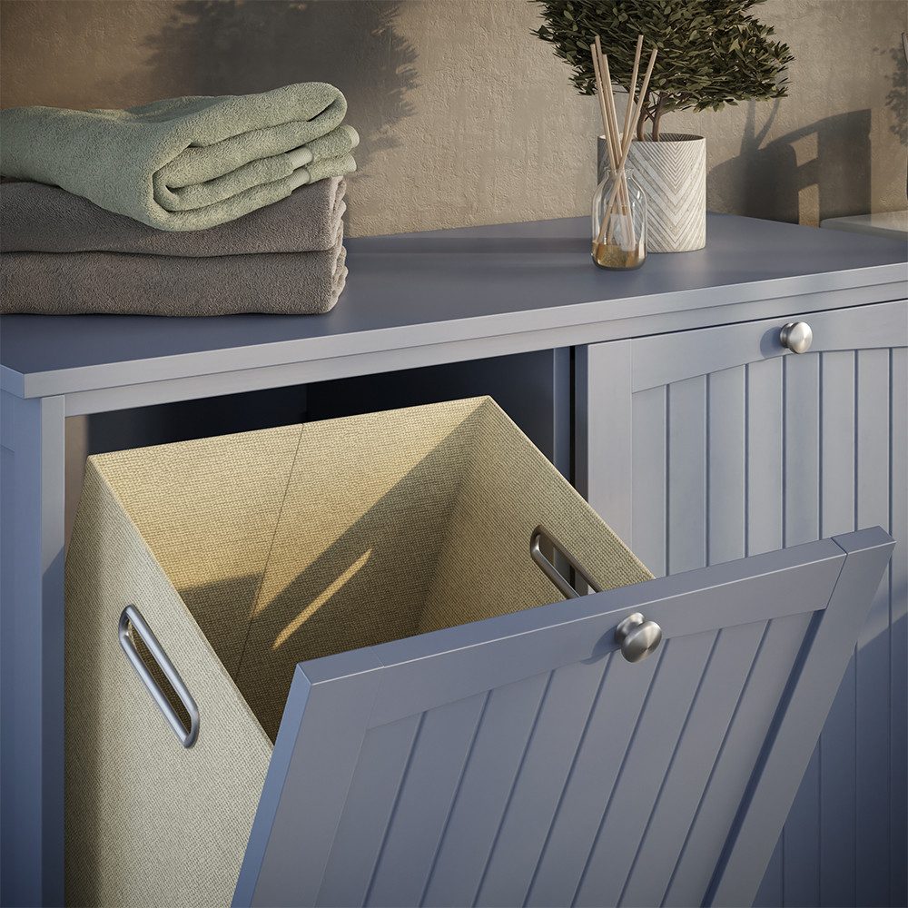 Vicco Wäscheschrank Bianco, Grau, 83 x 80 cm mit 2 Wäschekörben (1-St)