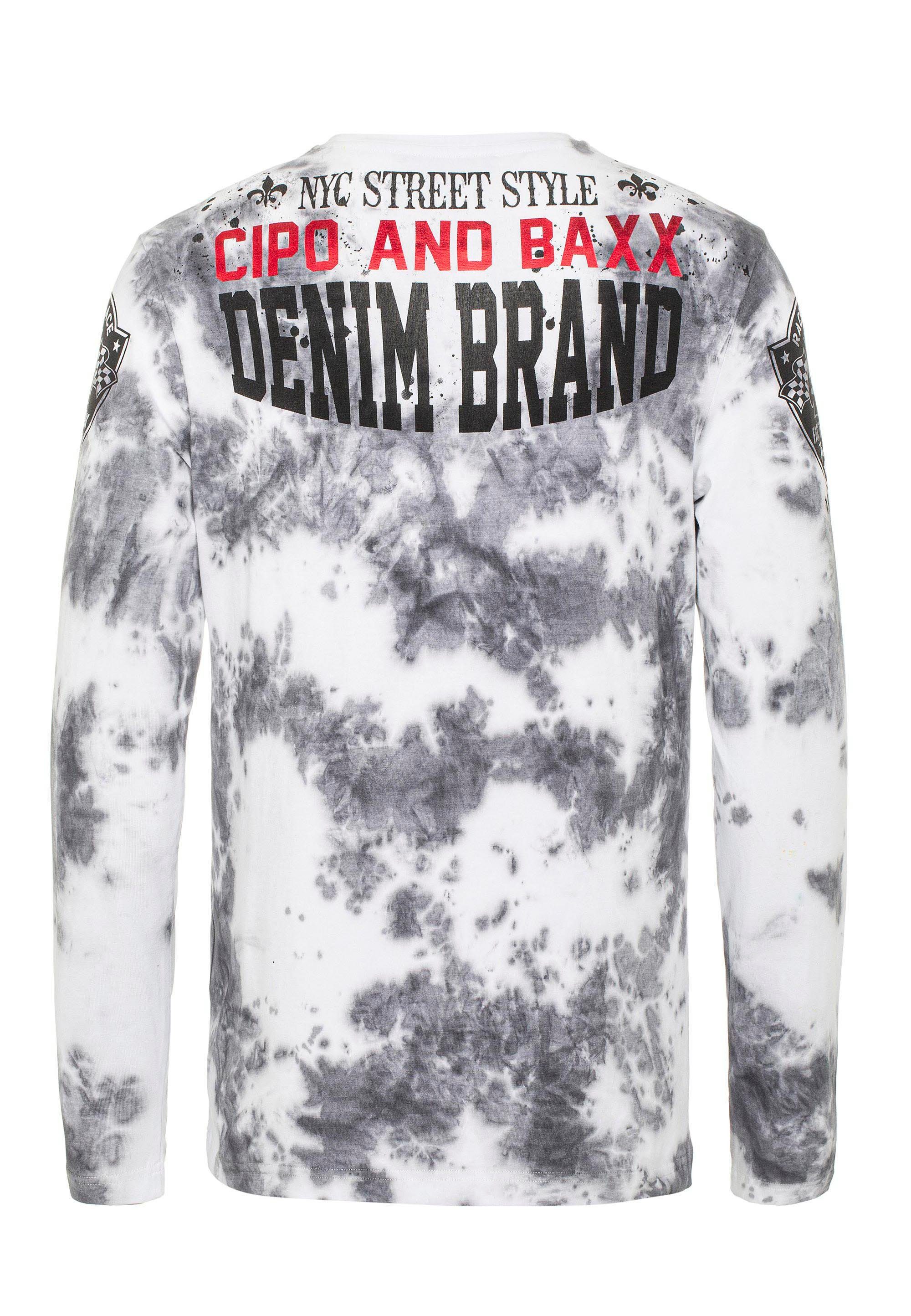 Cipo & Baxx Langarmshirt mit coolem Aufdruck weiß