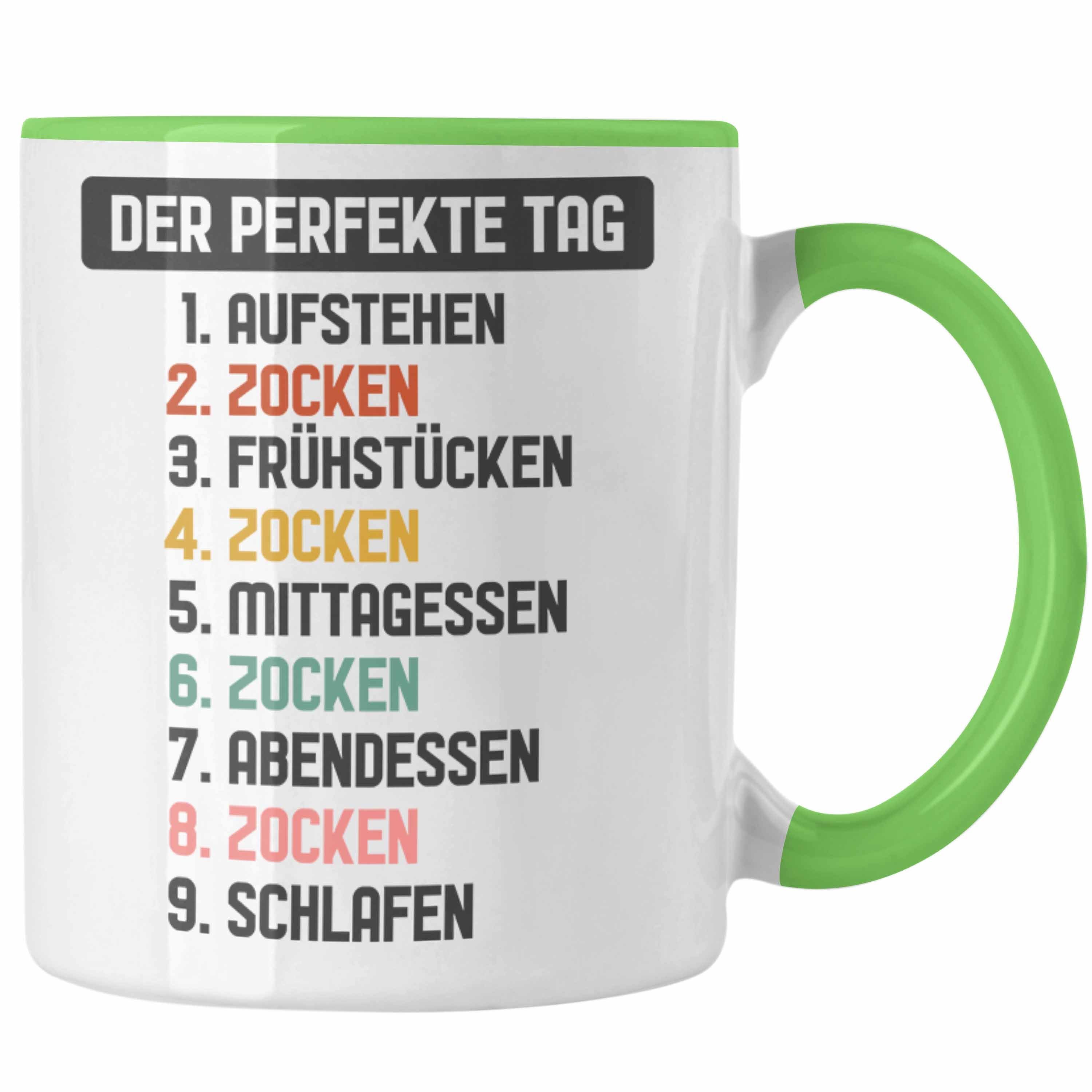 Trendation Tasse Trendation - Zocker mit Geschenk Junge Jungs Kaffeetasse Tag Grün Gamer Gaming Tasse Perfekte Spruch Der