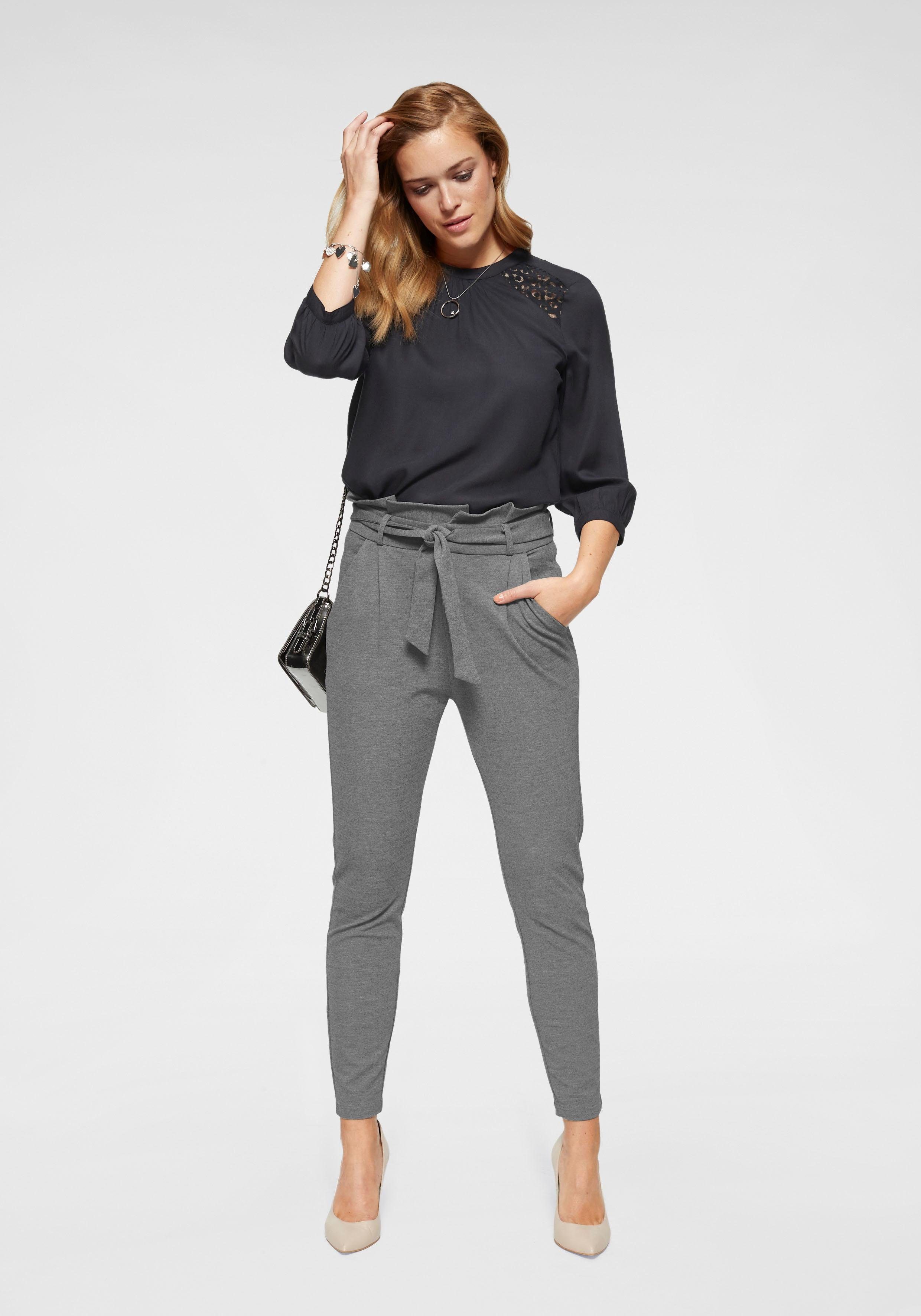 medium VMEVA PAPERBAG grey melange Moda Pants Jogger Vero