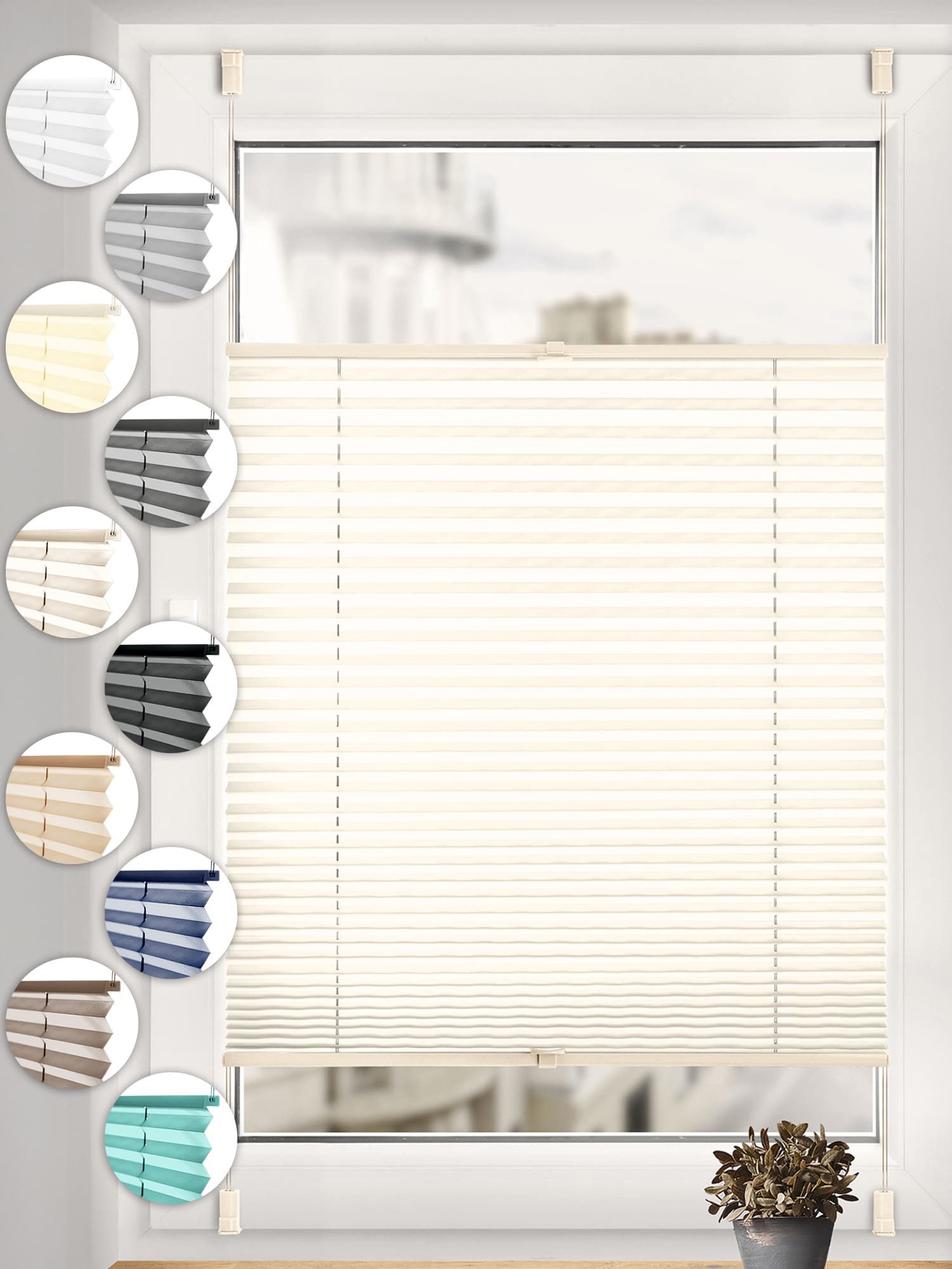 Sonello Plissee ohne Bohren Rollo Klemmfix für Fenster & Tür Lichtschutz, b günstig online kaufen