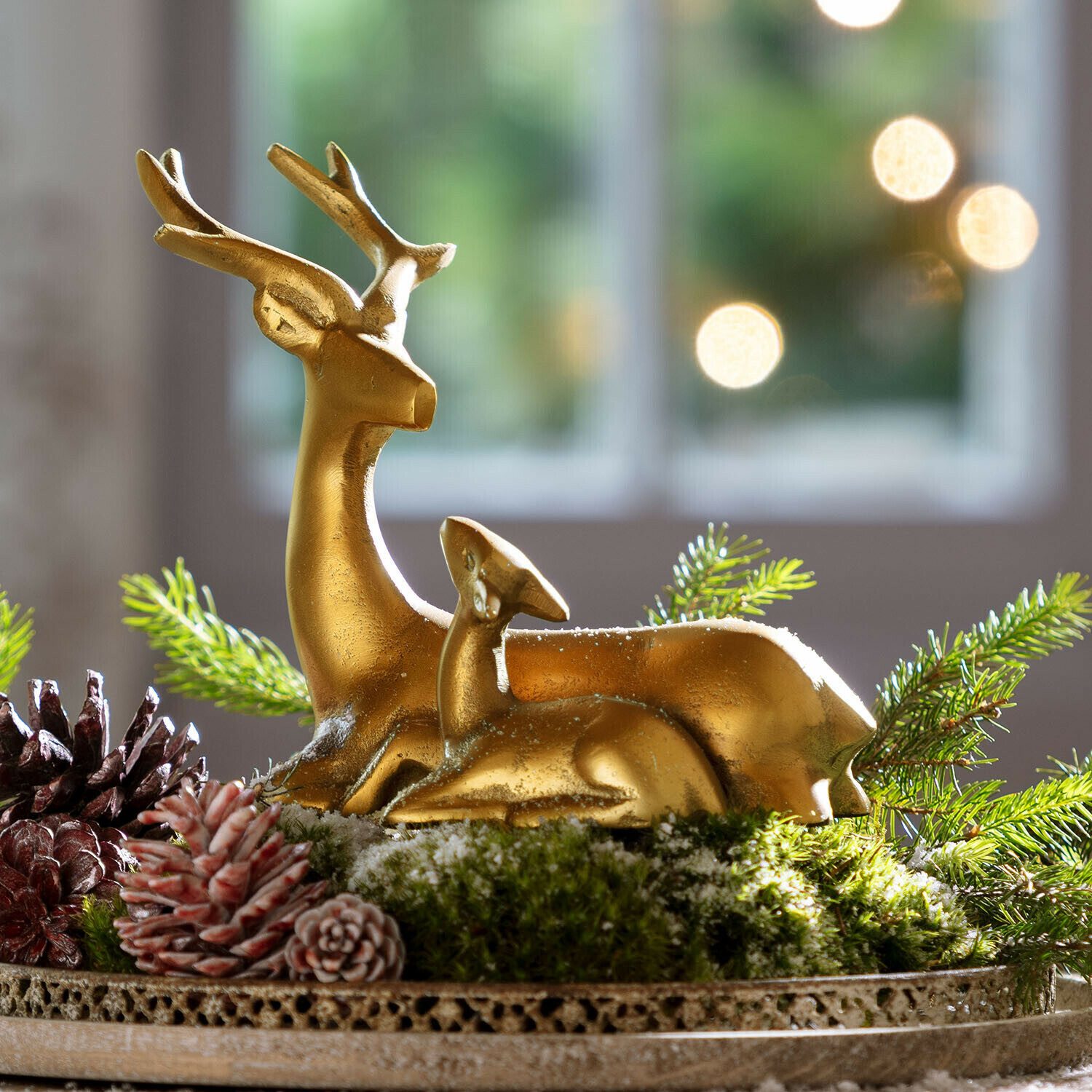 Mirabeau Weihnachtsfigur Reh mit Kitz Tiralee antikgold (kein Set, kein Set)