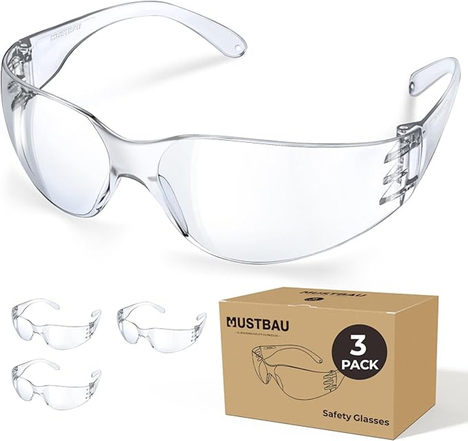 Mustbau Arbeitsschutzbrille, Schutzbrille Sicherheitsbrille Laborbrille Anti-Beschlag