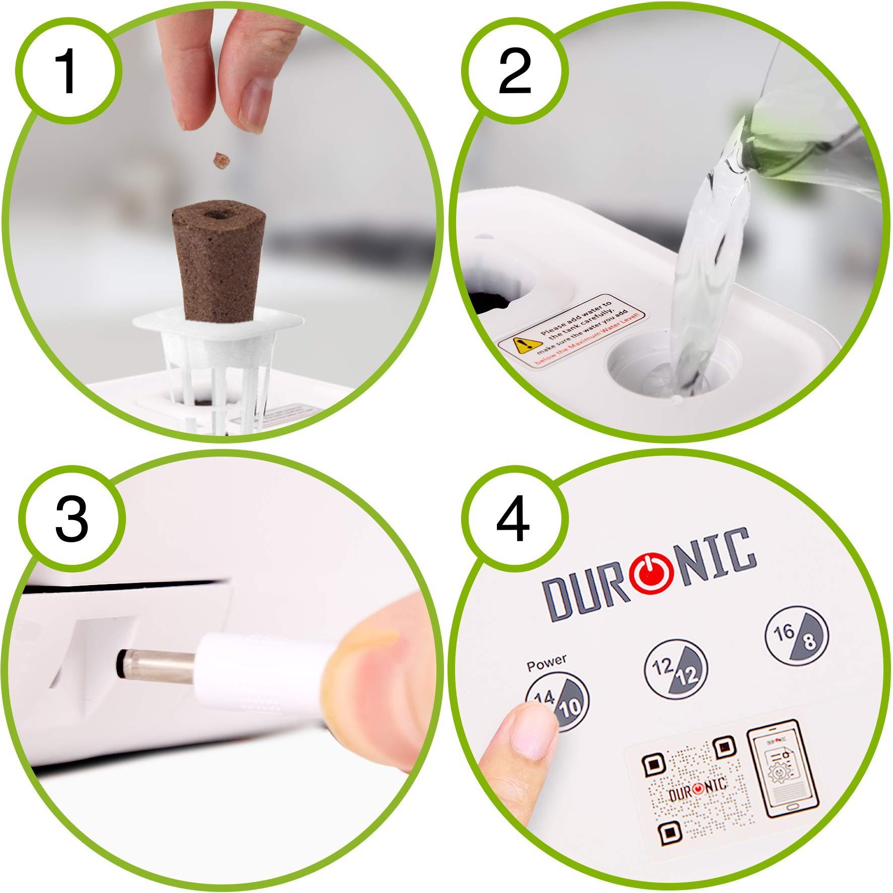 Duronic Pflanzenlampe, GHS37 Hydroponisches Anzuchtsystem, Für 7 Pflanzen, 3 Wachstumsmodi