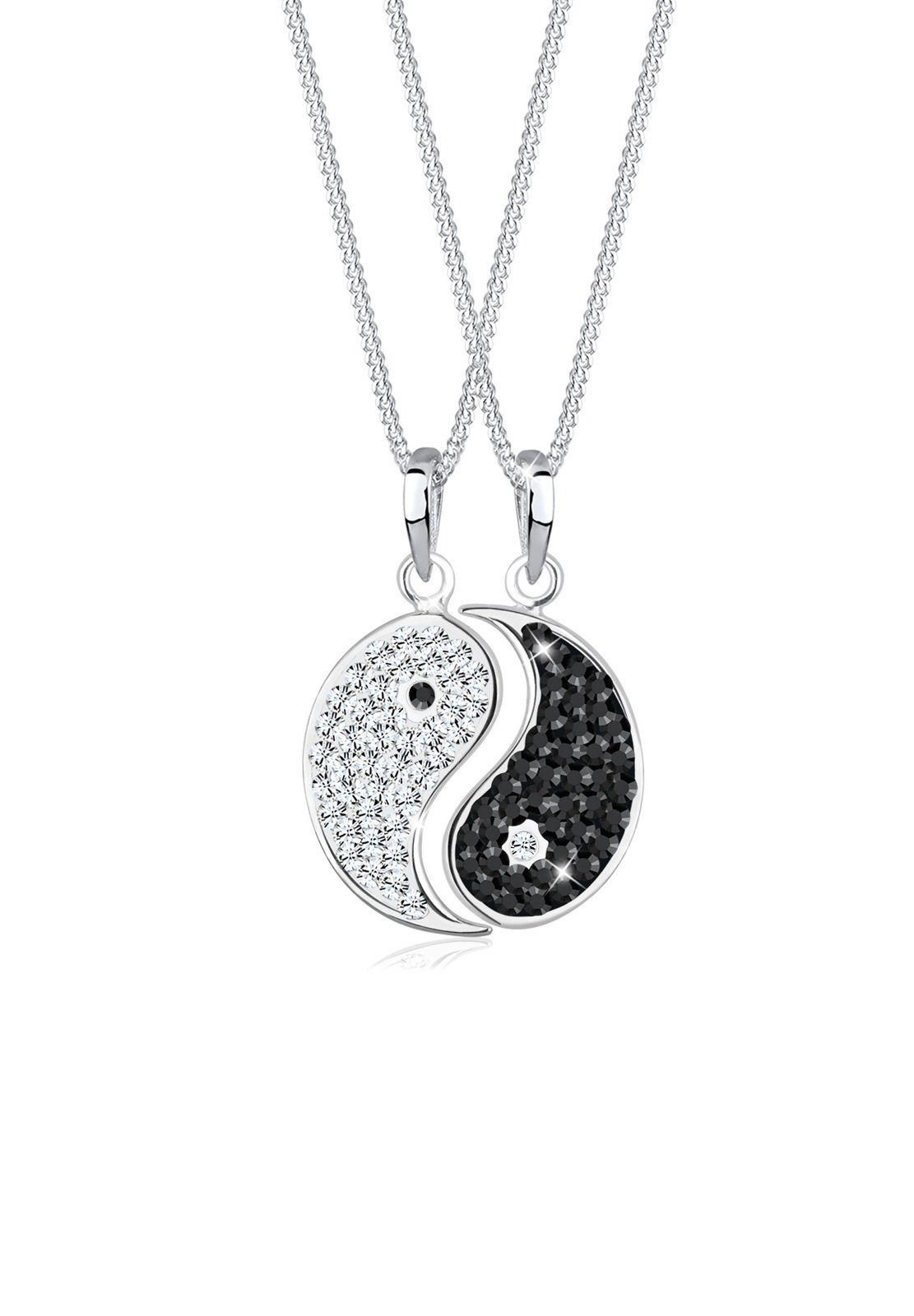 Elli Ketten-Set Partner Yin Yang Kristalle Silber, Yin und Yang