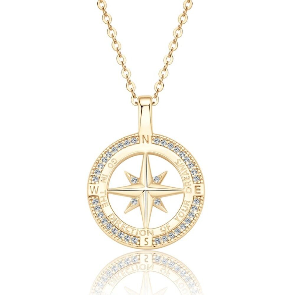 ROUGEMONT Kette mit Anhänger Luxuriöse Kompass Halskette Moissanit 925 Silb günstig online kaufen