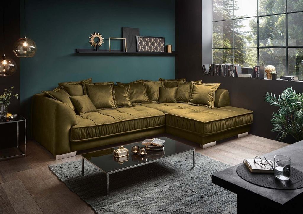 ED EXCITING DESIGN Ecksofa, Pascha Ecksofa 308 x 192 cm Sofa Couch Eckcouch Olive