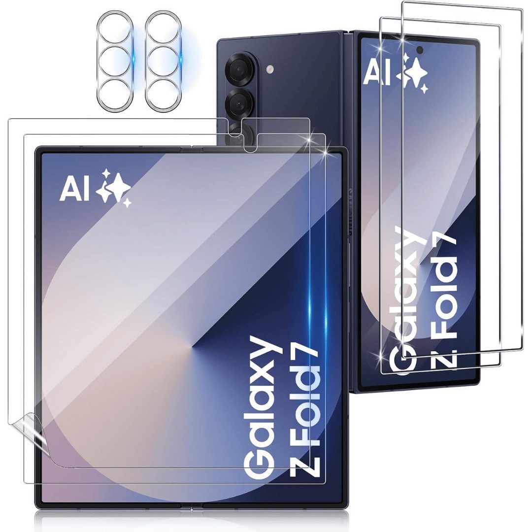 SmartUP Displayschutzglas 6X Schutzglas für Samsung Galaxy Z Fold 7 5G Display Kamera Glasfolie für Samsung Galaxy Z Fold 7 5G, kompletter Rundumschutz