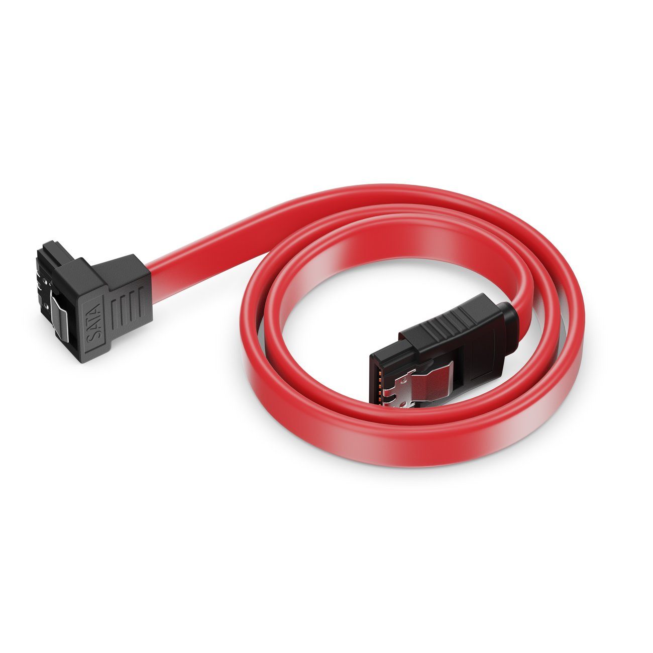 deleyCON deleyCON 0,5m SATA 3 Datenkabel mit Clip - 1x Winkel 90° Grad - S-ATA Computer-Kabel